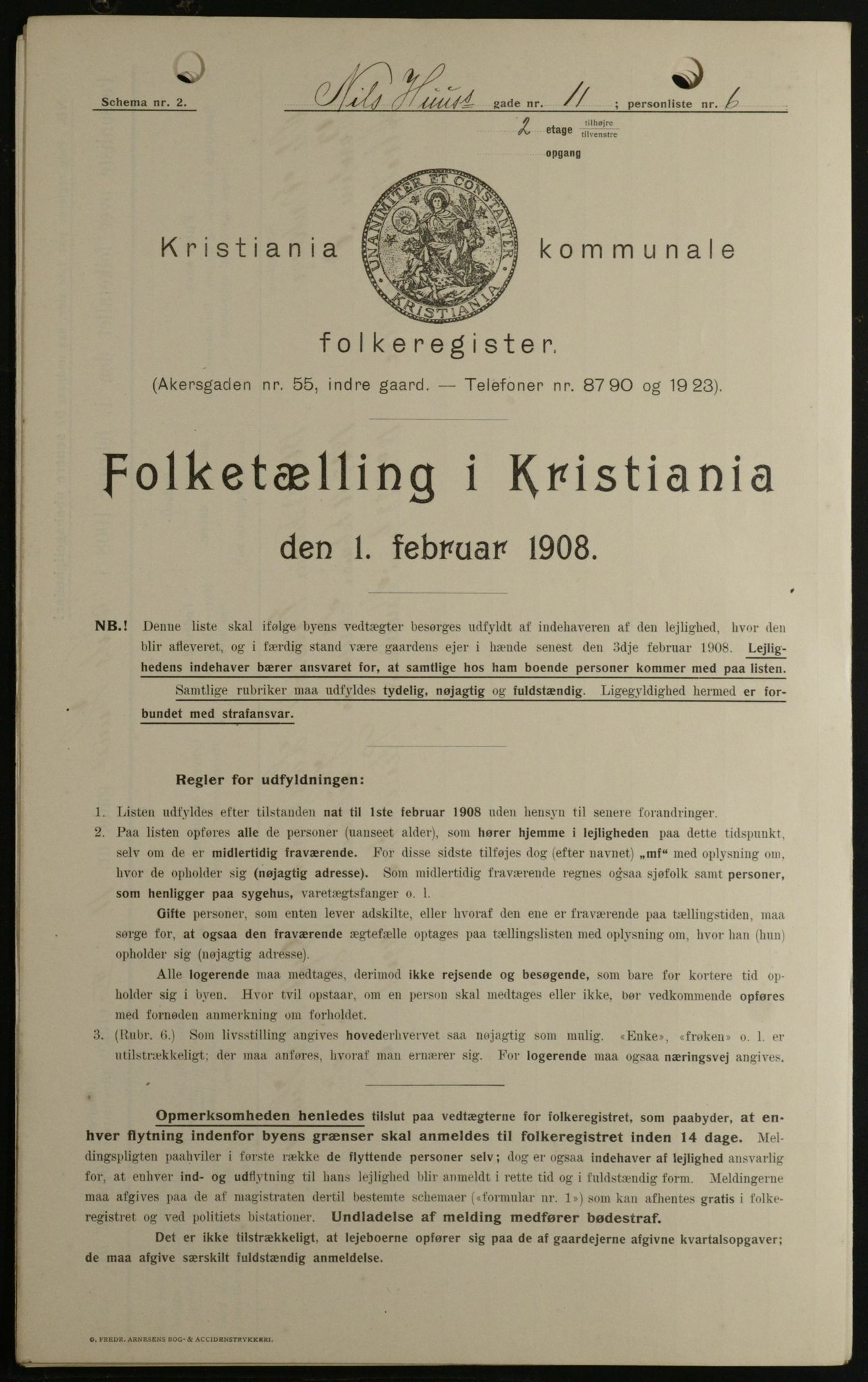 OBA, Kommunal folketelling 1.2.1908 for Kristiania kjøpstad, 1908, s. 63678