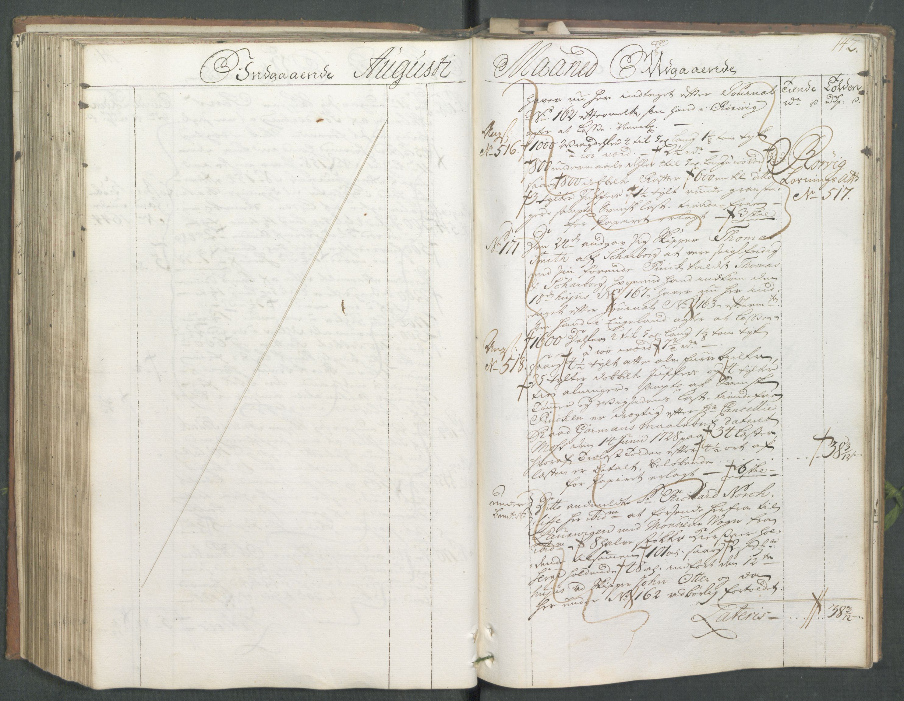 Generaltollkammeret, tollregnskaper, AV/RA-EA-5490/R01/L0008/0001: Tollregnskaper Fredrikshald / Hovedtollbok, 1733, s. 141b-142a