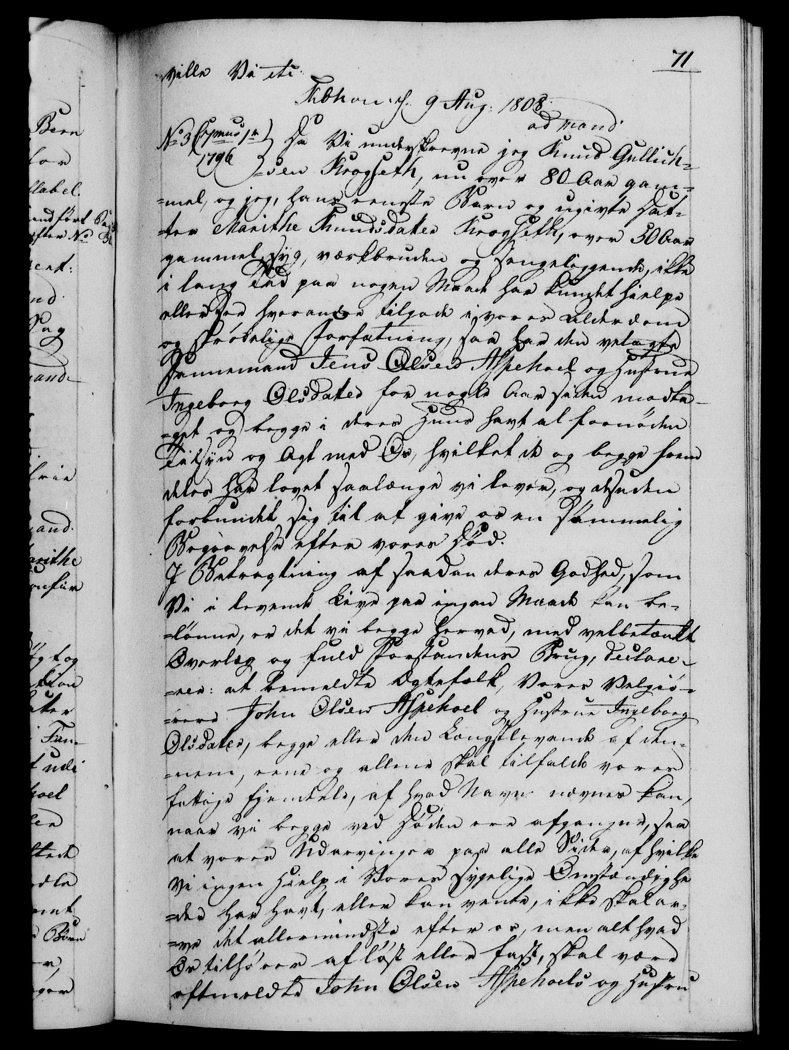 Danske Kanselli 1800-1814, AV/RA-EA-3024/H/Hf/Hfb/Hfba/L0004: Registranter, 1808-1810, s. 71a