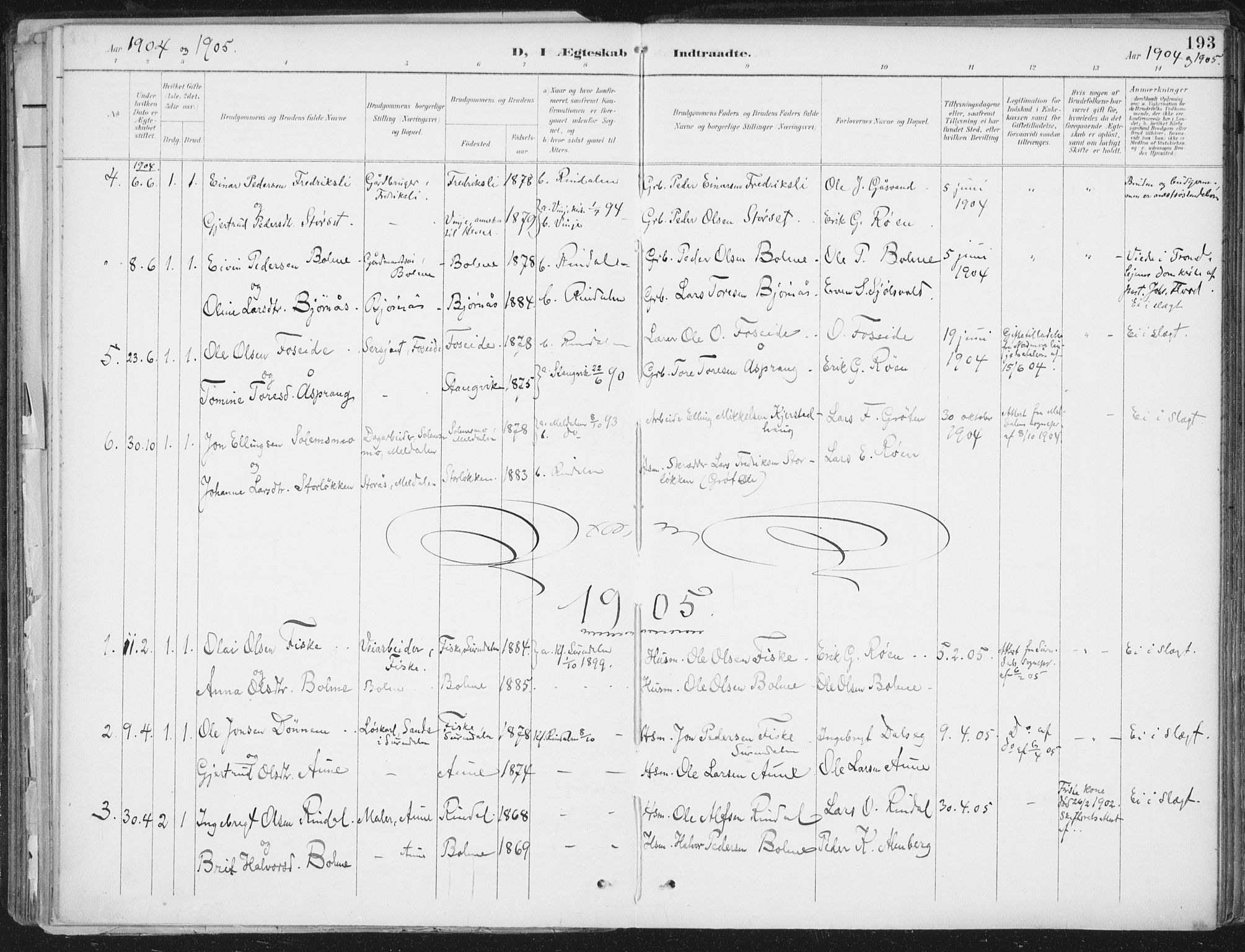 Ministerialprotokoller, klokkerbøker og fødselsregistre - Møre og Romsdal, AV/SAT-A-1454/598/L1072: Ministerialbok nr. 598A06, 1896-1910, s. 193