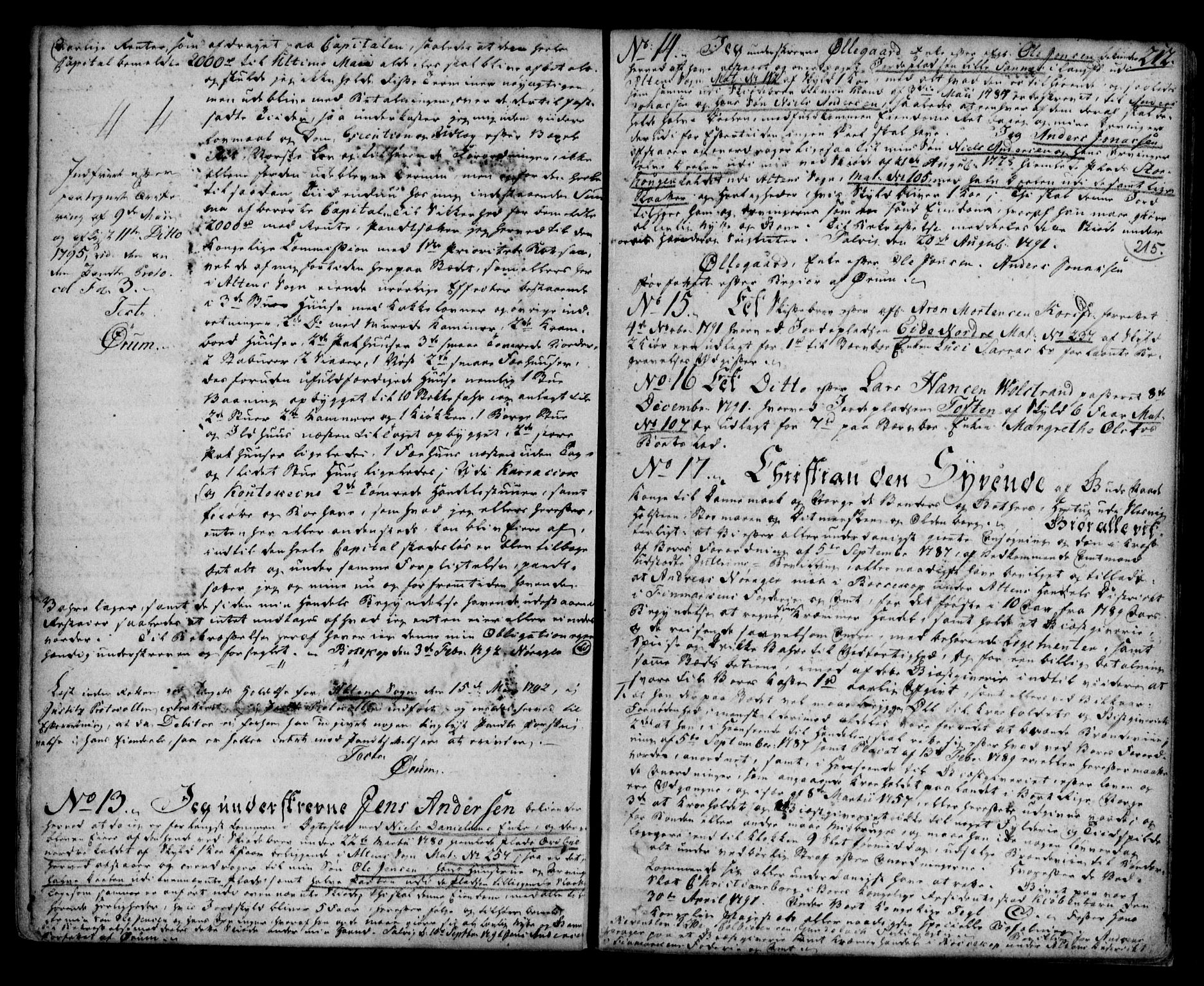 Finnmark sorenskriveri, SATØ/S-0053/G/Gb/L0001pb: Pantebok nr. 1, 1776-1794, s. 215
