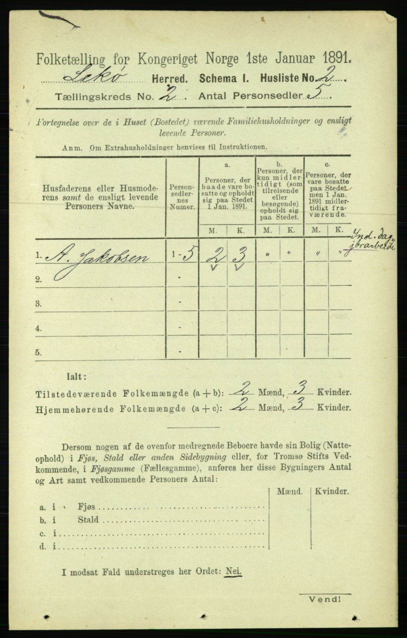 RA, Folketelling 1891 for 1755 Leka herred, 1891, s. 908