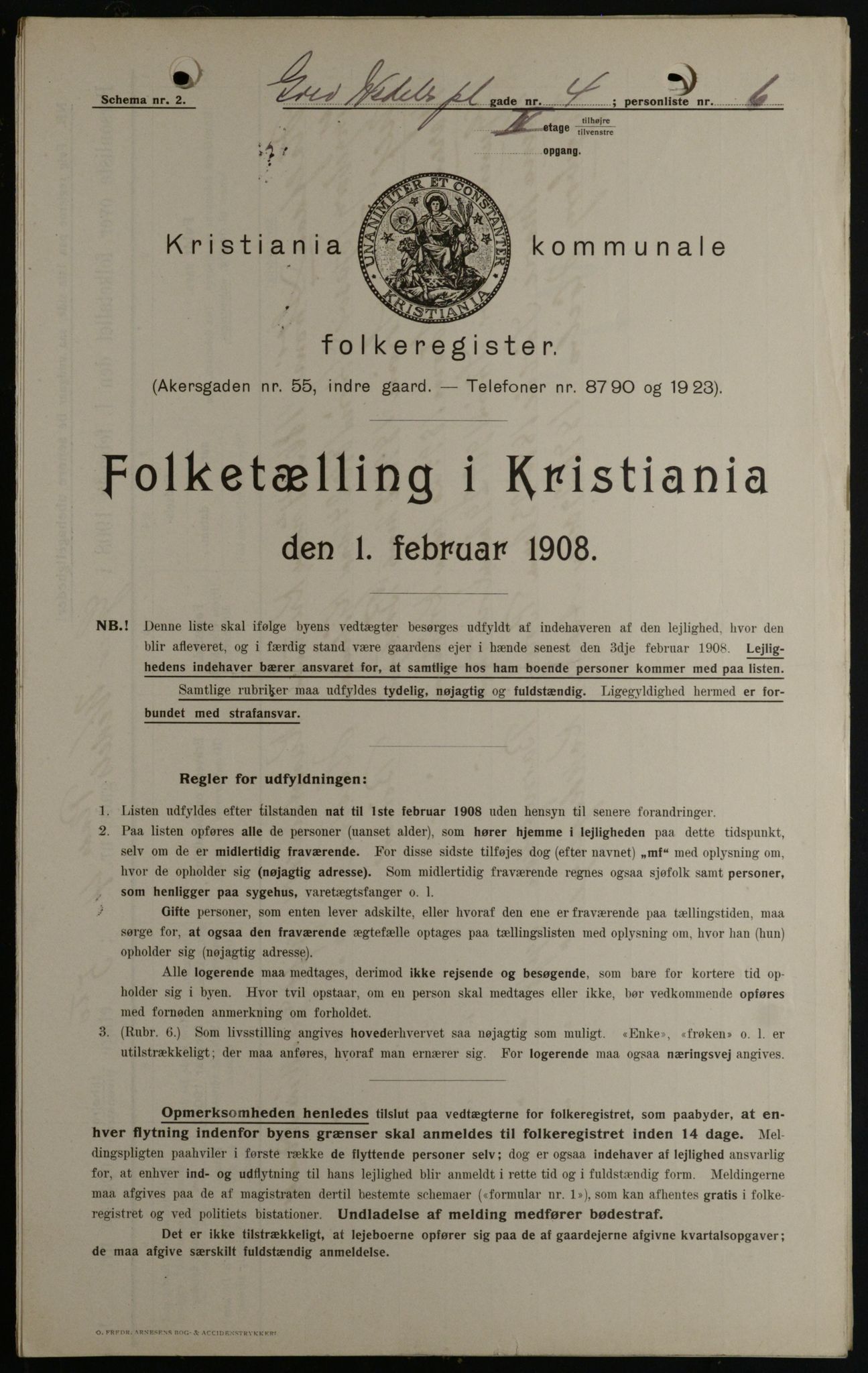 OBA, Kommunal folketelling 1.2.1908 for Kristiania kjøpstad, 1908, s. 26900