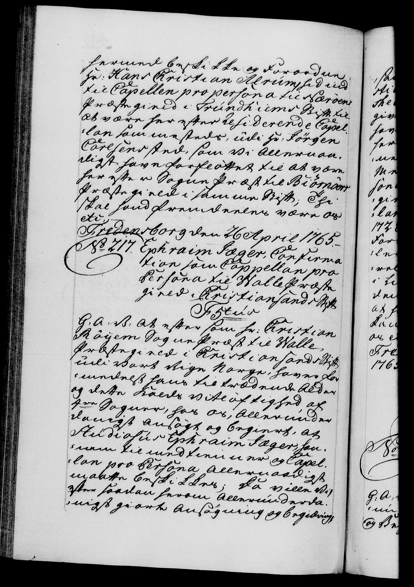 Danske Kanselli 1572-1799, RA/EA-3023/F/Fc/Fca/Fcaa/L0042: Norske registre, 1763-1766, s. 596b