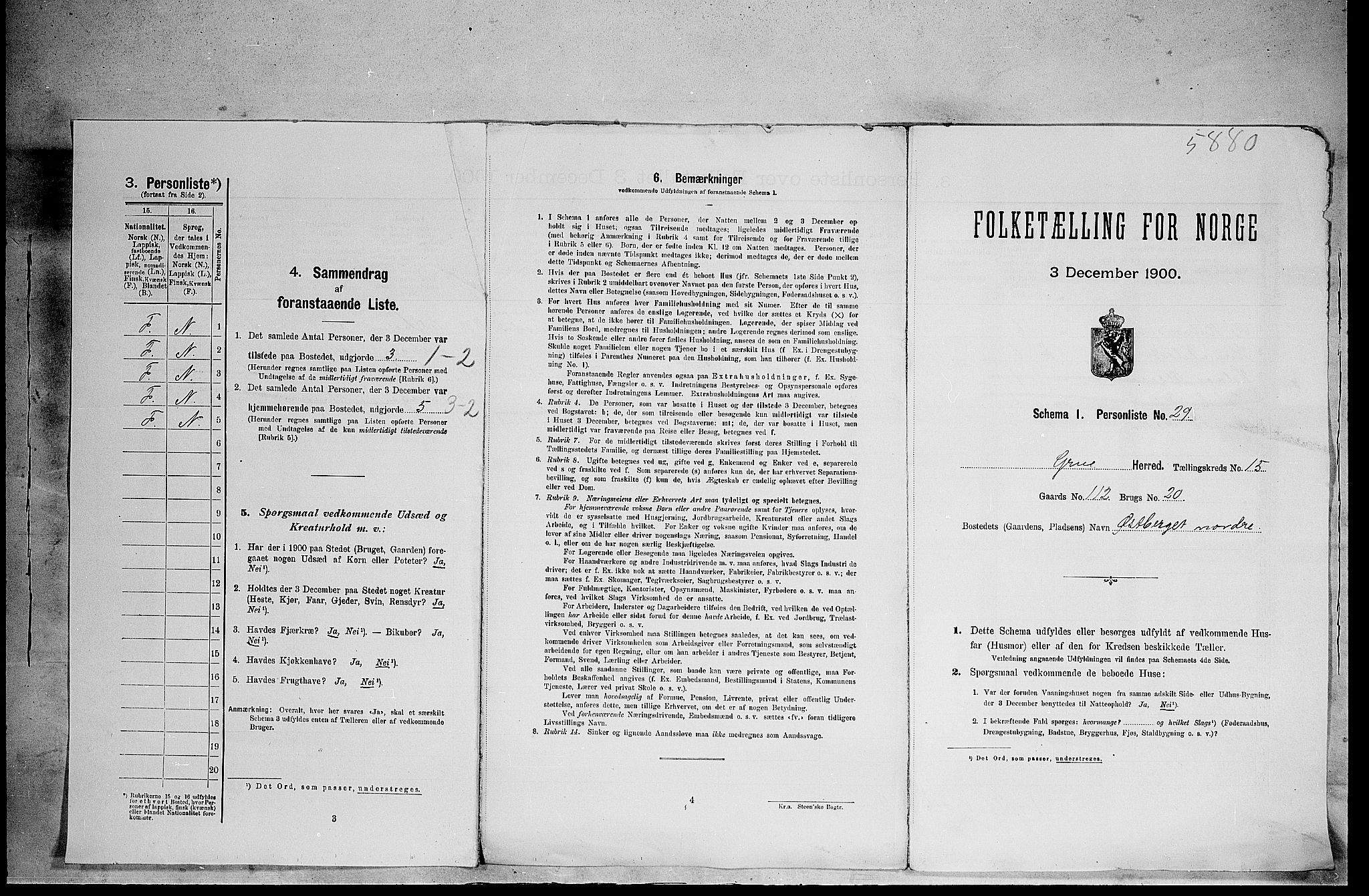 SAH, Folketelling 1900 for 0423 Grue herred, 1900, s. 2136