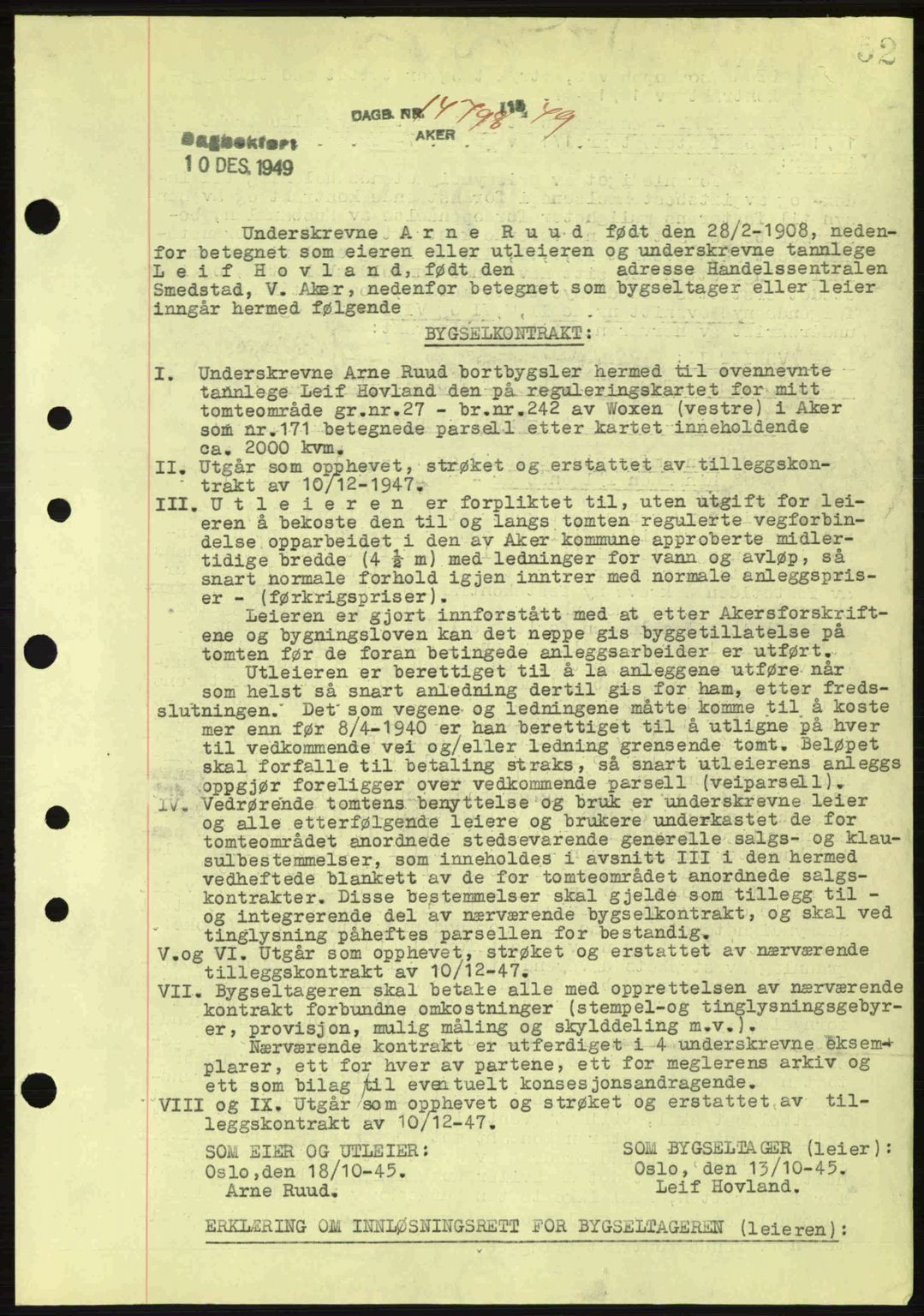 Oslo byskriverembete, AV/SAO-A-10227/G/Gb/Gbd/Gbda/L0017: Pantebok nr. A215, 1949-1950, Dagboknr: 14798/1949