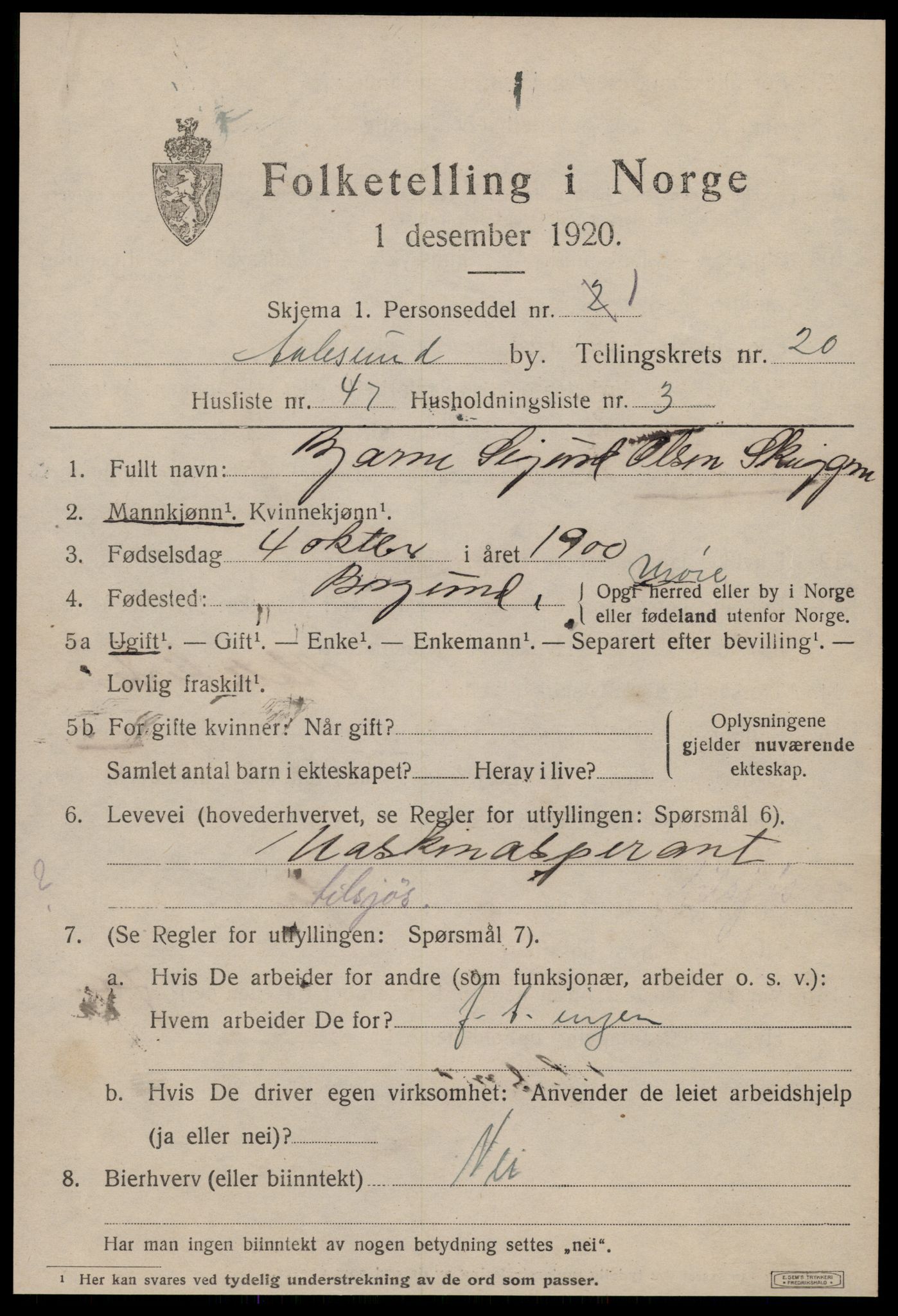SAT, Folketelling 1920 for 1501 Ålesund kjøpstad, 1920, s. 39370