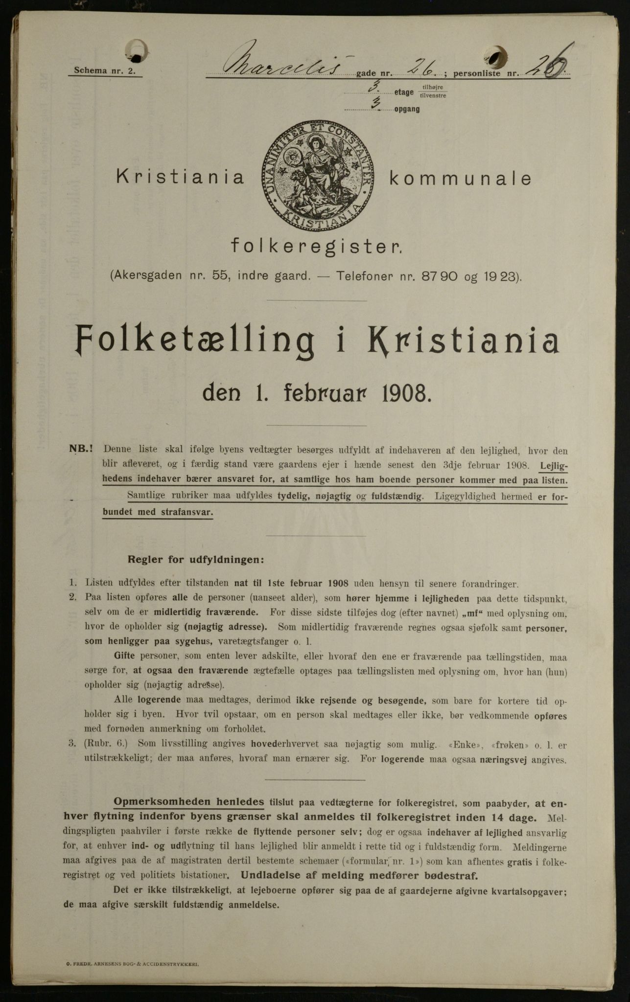 OBA, Kommunal folketelling 1.2.1908 for Kristiania kjøpstad, 1908, s. 57801