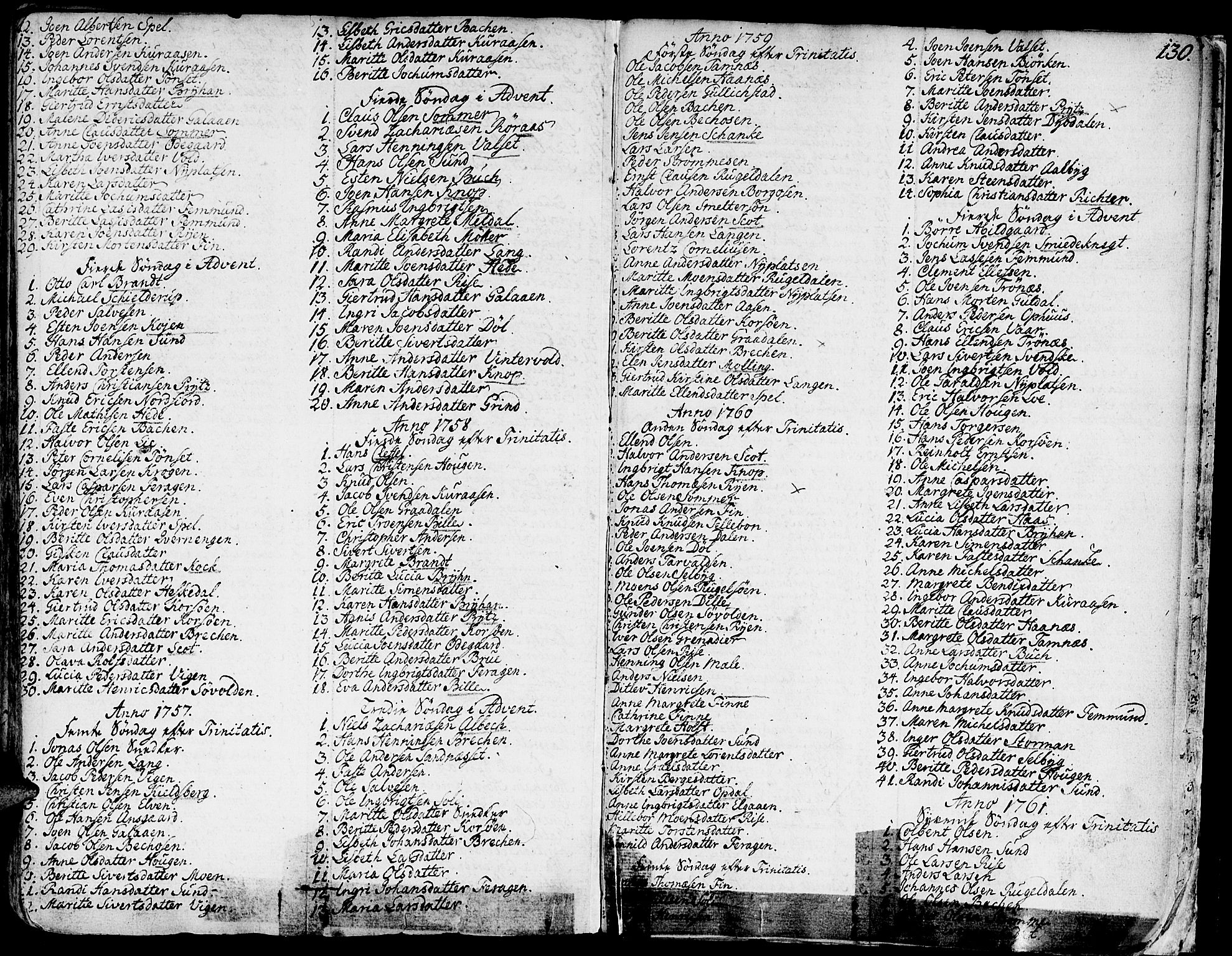 Ministerialprotokoller, klokkerbøker og fødselsregistre - Sør-Trøndelag, AV/SAT-A-1456/681/L0925: Ministerialbok nr. 681A03, 1727-1766, s. 130