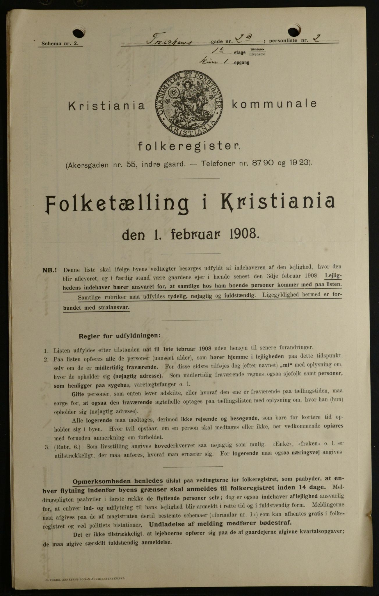 OBA, Kommunal folketelling 1.2.1908 for Kristiania kjøpstad, 1908, s. 103954