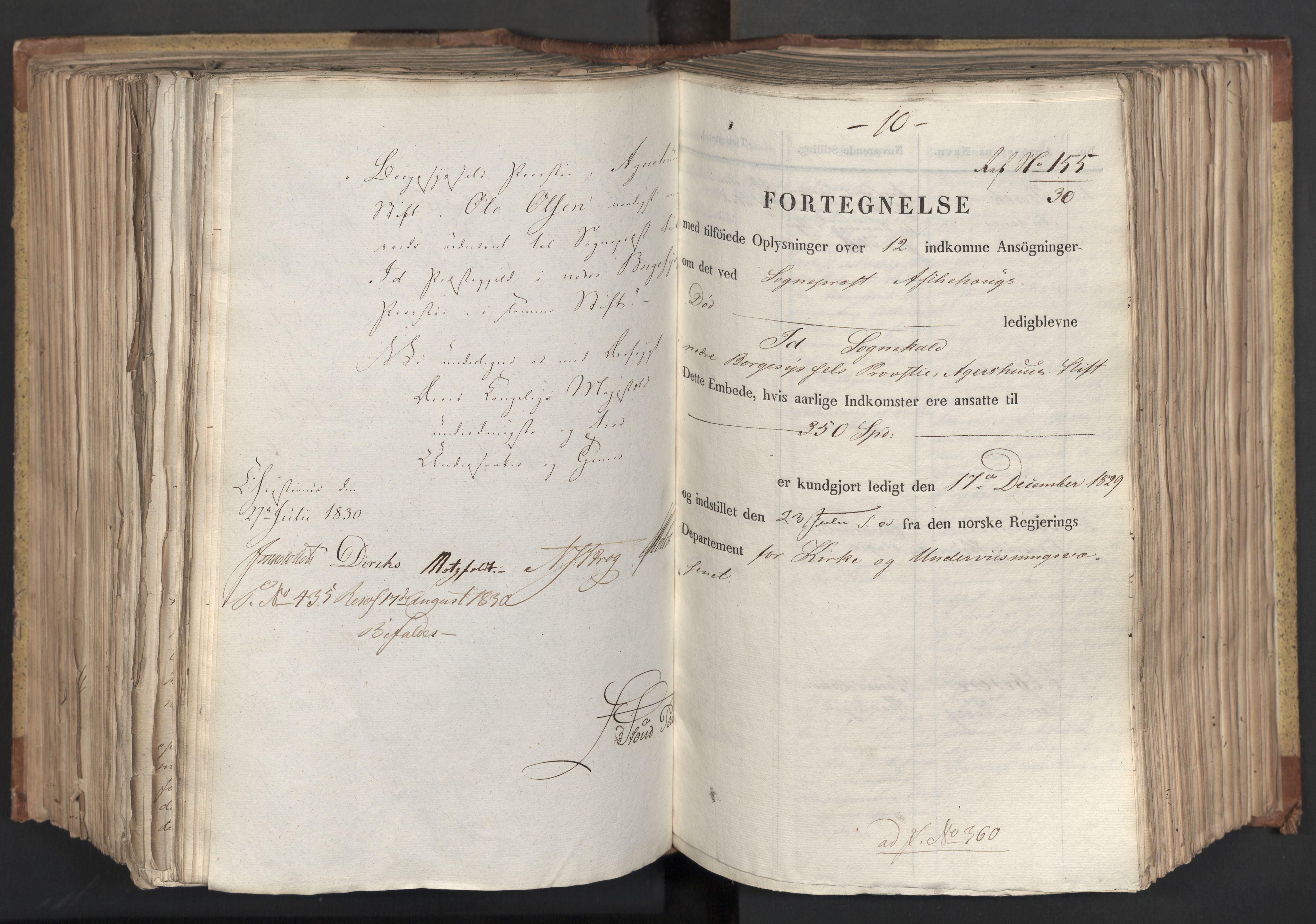 Statsrådsavdelingen i Stockholm, RA/S-1003/D/Da/L0066: Regjeringsinnstillinger nr. 240-449, 1830, s. 463