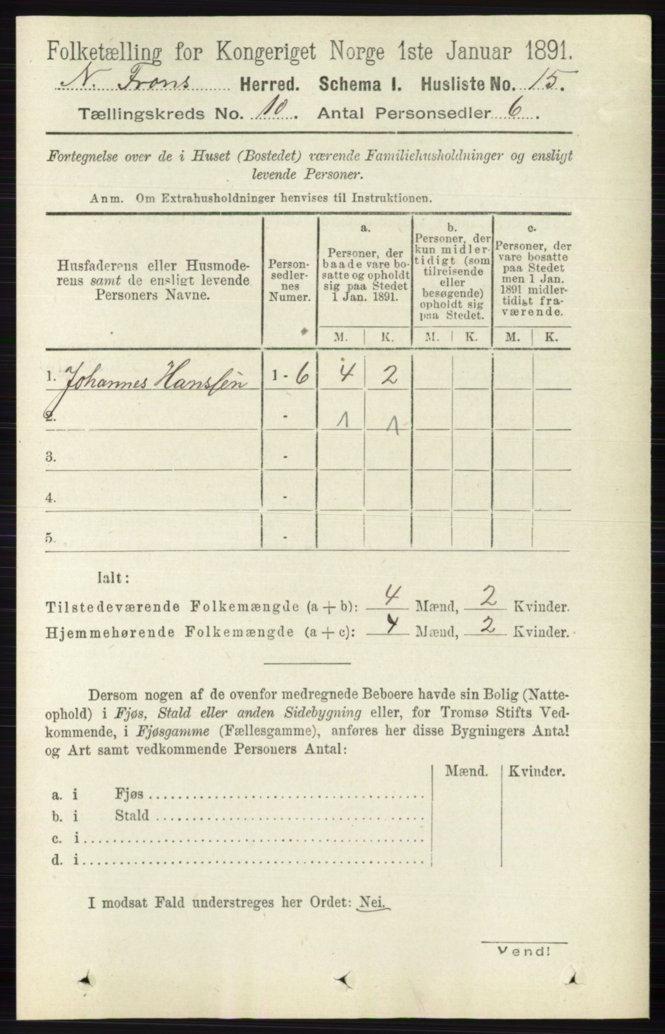 RA, Folketelling 1891 for 0518 Nord-Fron herred, 1891, s. 4316