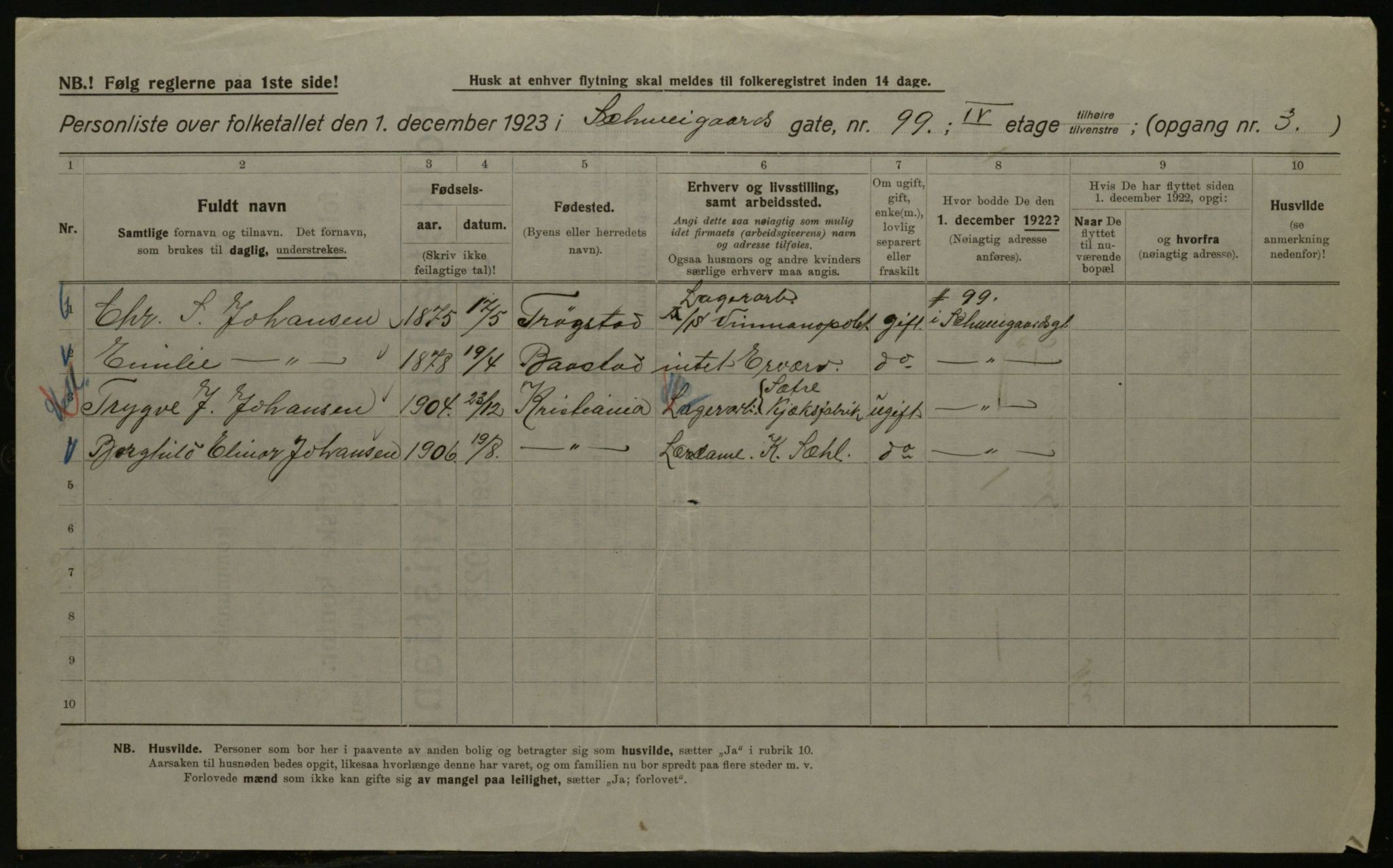 OBA, Kommunal folketelling 1.12.1923 for Kristiania, 1923, s. 102640