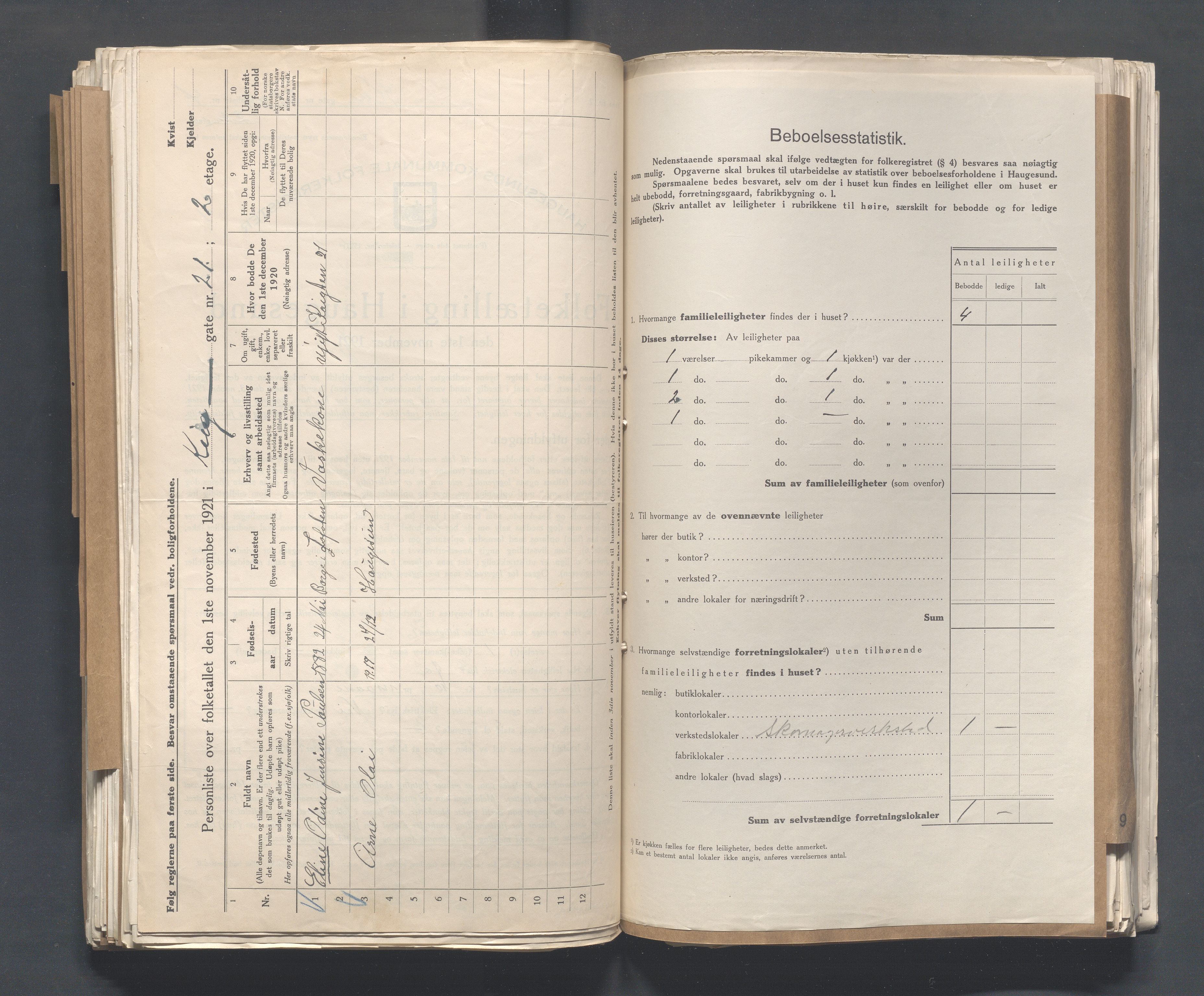 IKAR, Kommunal folketelling 1.11.1921 for Haugesund, 1921, s. 2442