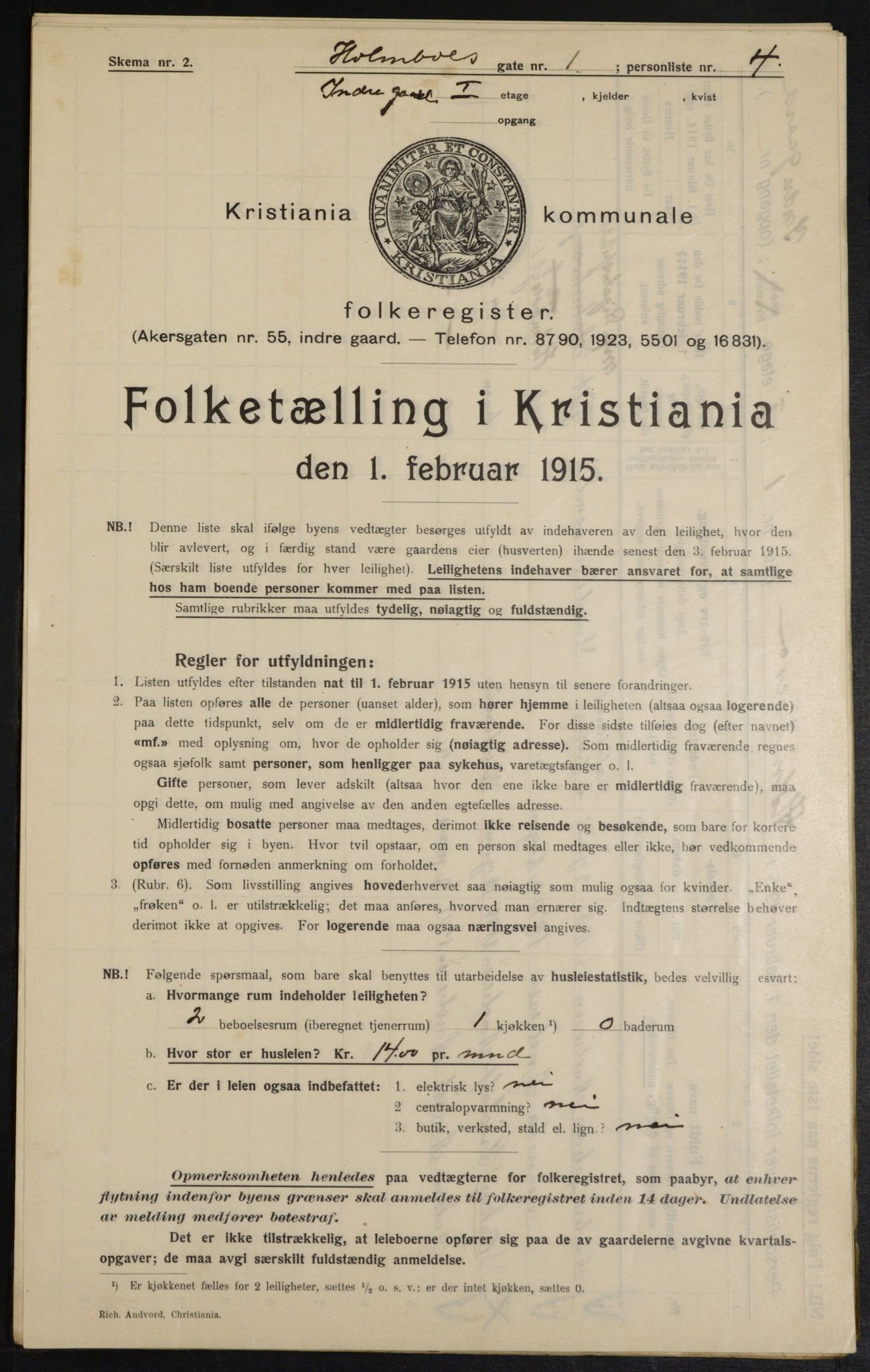 OBA, Kommunal folketelling 1.2.1915 for Kristiania, 1915, s. 40363