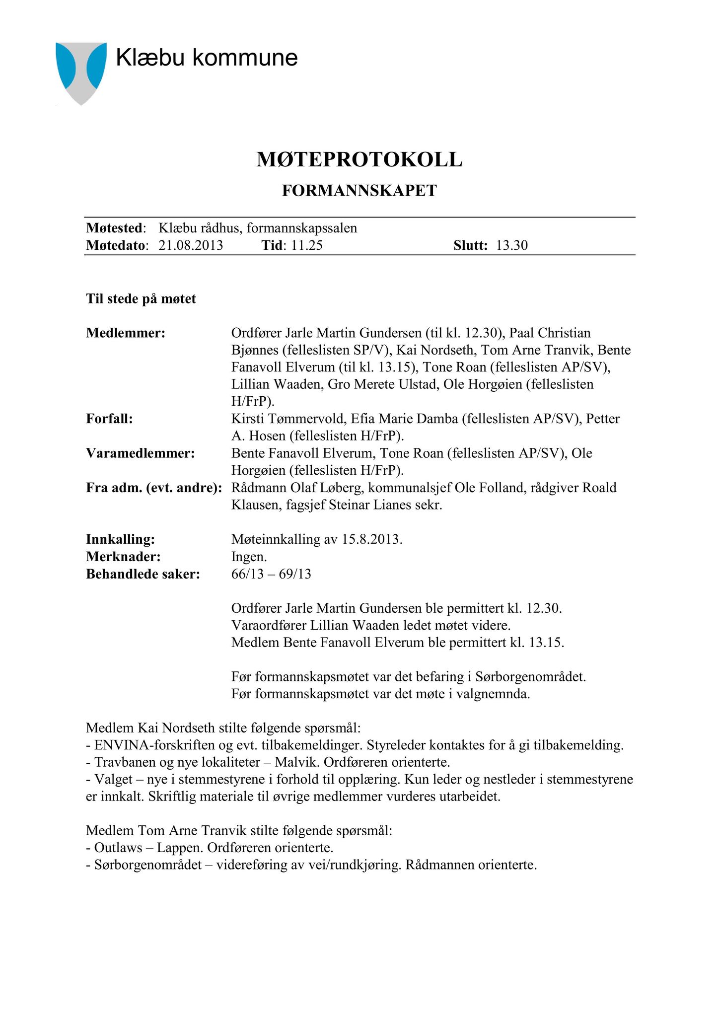 Klæbu Kommune, TRKO/KK/02-FS/L006: Formannsskapet - Møtedokumenter, 2013, s. 1594