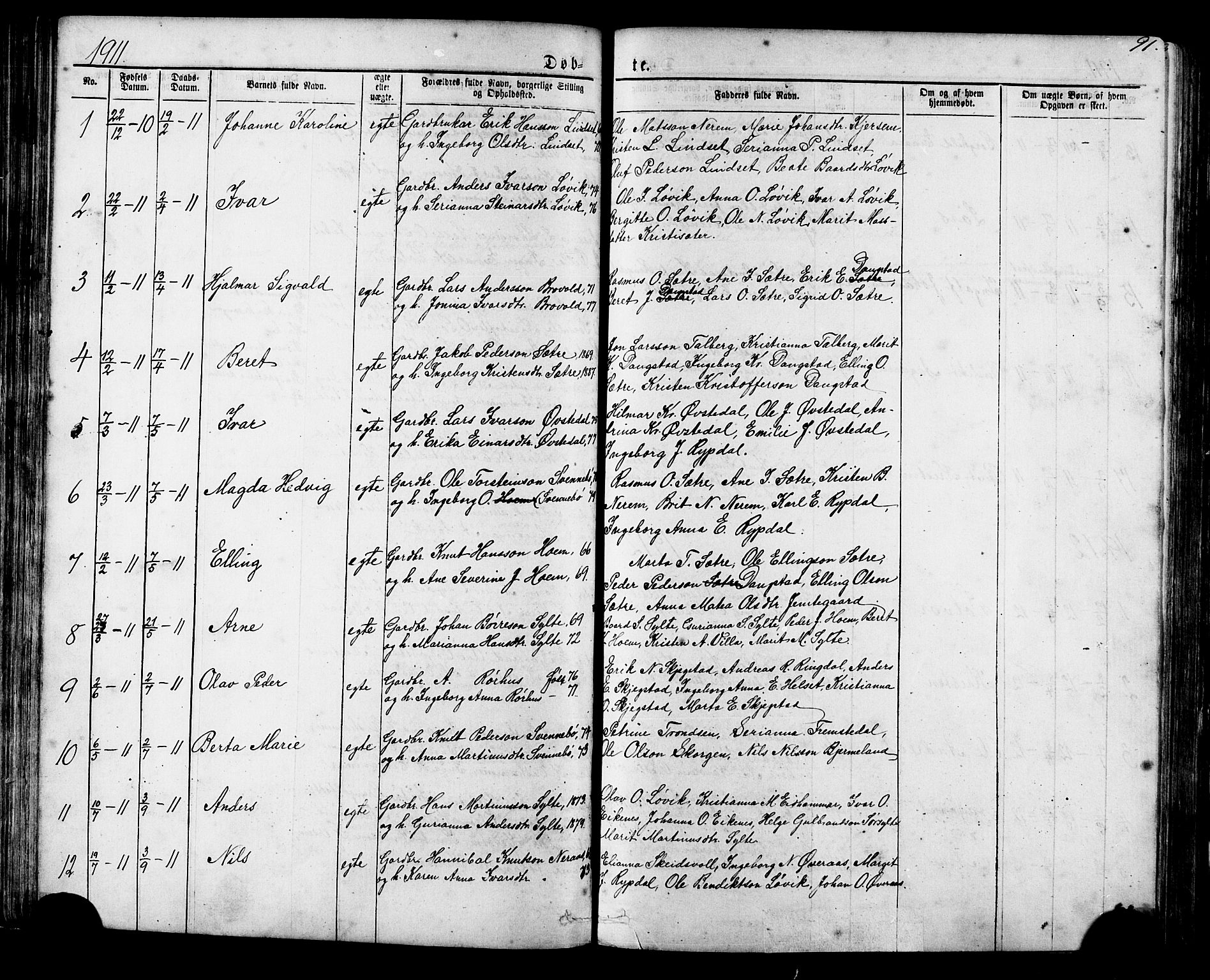 Ministerialprotokoller, klokkerbøker og fødselsregistre - Møre og Romsdal, SAT/A-1454/541/L0547: Klokkerbok nr. 541C02, 1867-1921, s. 91