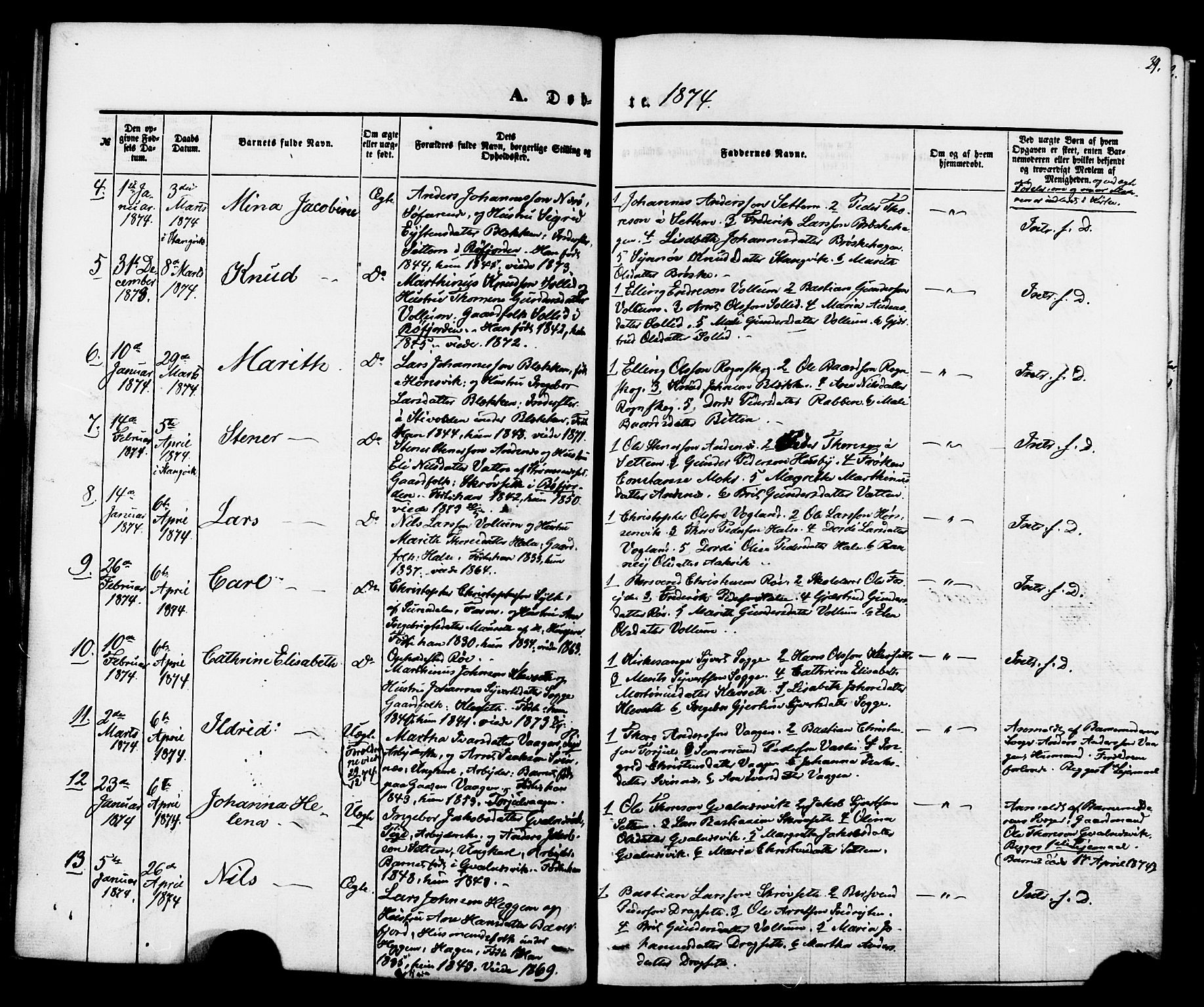 Ministerialprotokoller, klokkerbøker og fødselsregistre - Møre og Romsdal, AV/SAT-A-1454/576/L0884: Ministerialbok nr. 576A02, 1865-1879, s. 39