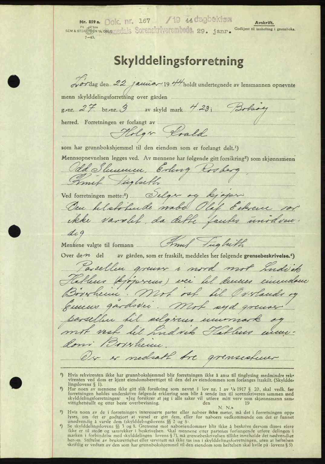 Romsdal sorenskriveri, AV/SAT-A-4149/1/2/2C: Pantebok nr. A15, 1943-1944, Dagboknr: 167/1944