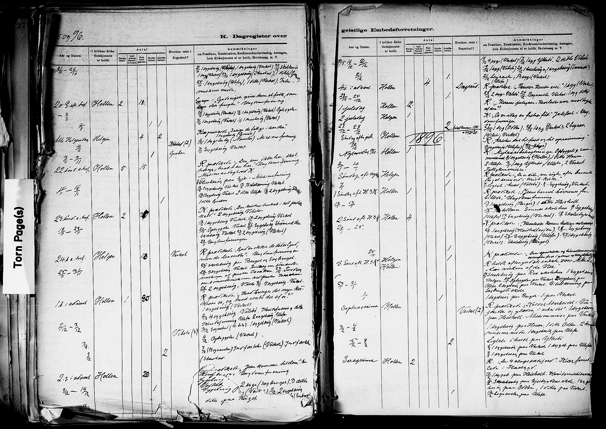 Holla kirkebøker, AV/SAKO-A-272/F/Fa/L0008: Ministerialbok nr. 8, 1882-1897, s. 458
