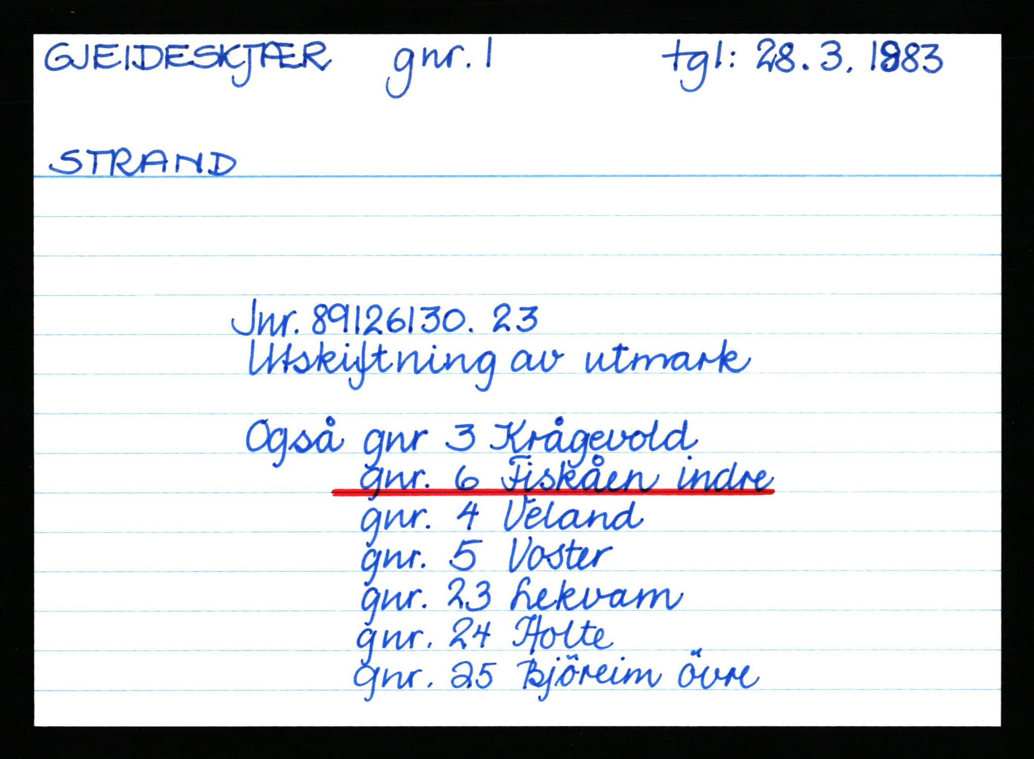 Statsarkivet i Stavanger, AV/SAST-A-101971/03/Y/Yk/L0012: Registerkort sortert etter gårdsnavn: Førlandsheien - Gjerde, 1750-1930, s. 517