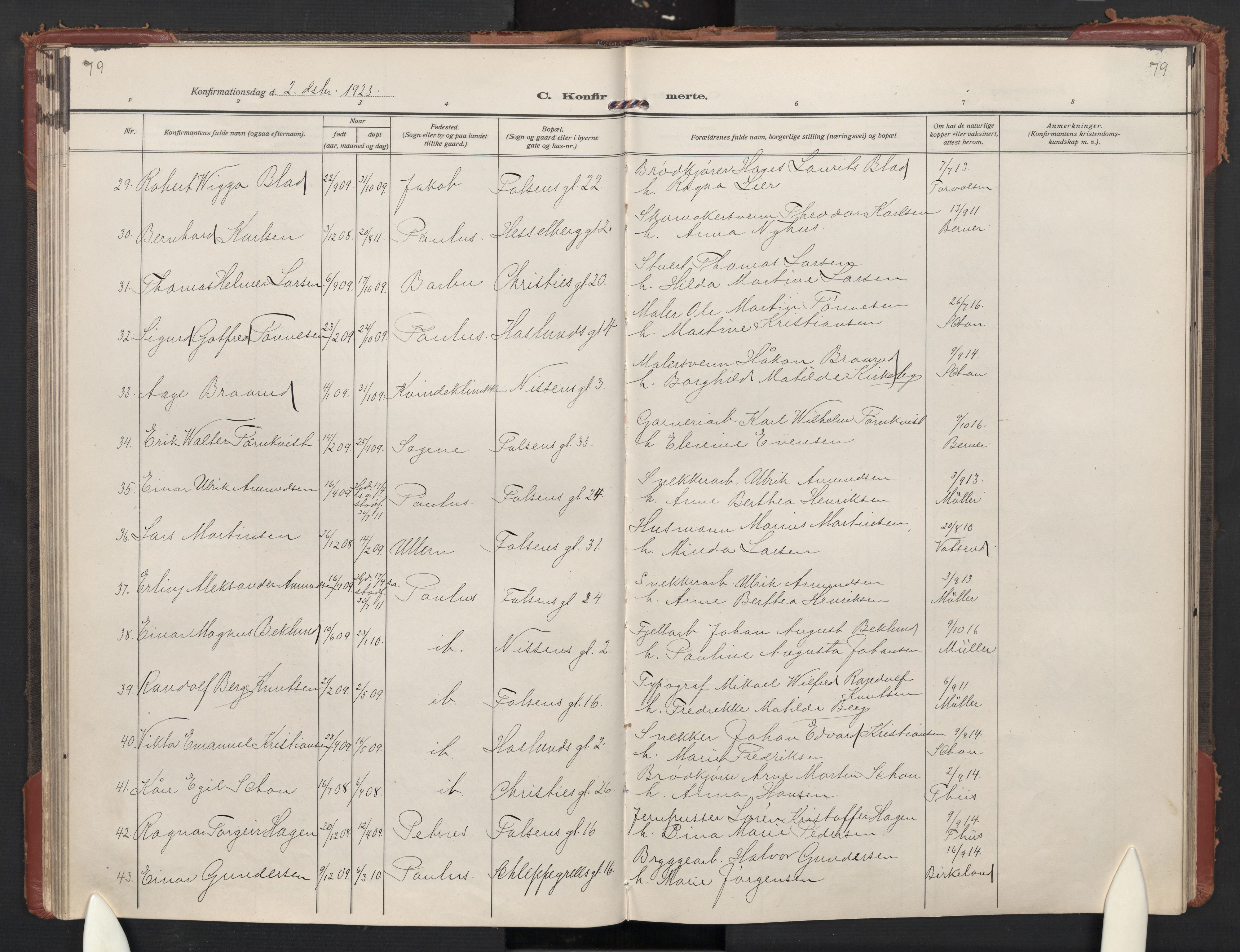 Paulus prestekontor Kirkebøker, AV/SAO-A-10871/F/Fa/L0026: Ministerialbok nr. 26, 1920-1932, s. 79