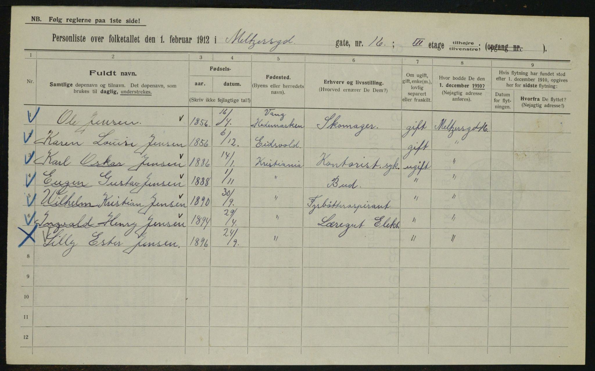 OBA, Kommunal folketelling 1.2.1912 for Kristiania, 1912, s. 65810