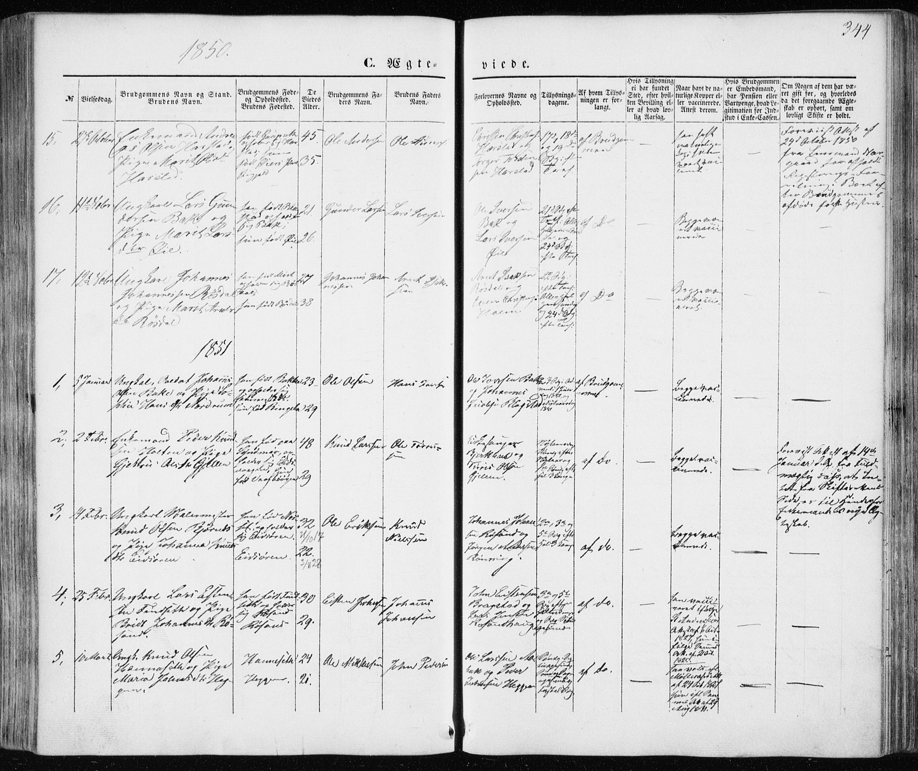 Ministerialprotokoller, klokkerbøker og fødselsregistre - Møre og Romsdal, AV/SAT-A-1454/586/L0984: Ministerialbok nr. 586A10, 1844-1856, s. 344