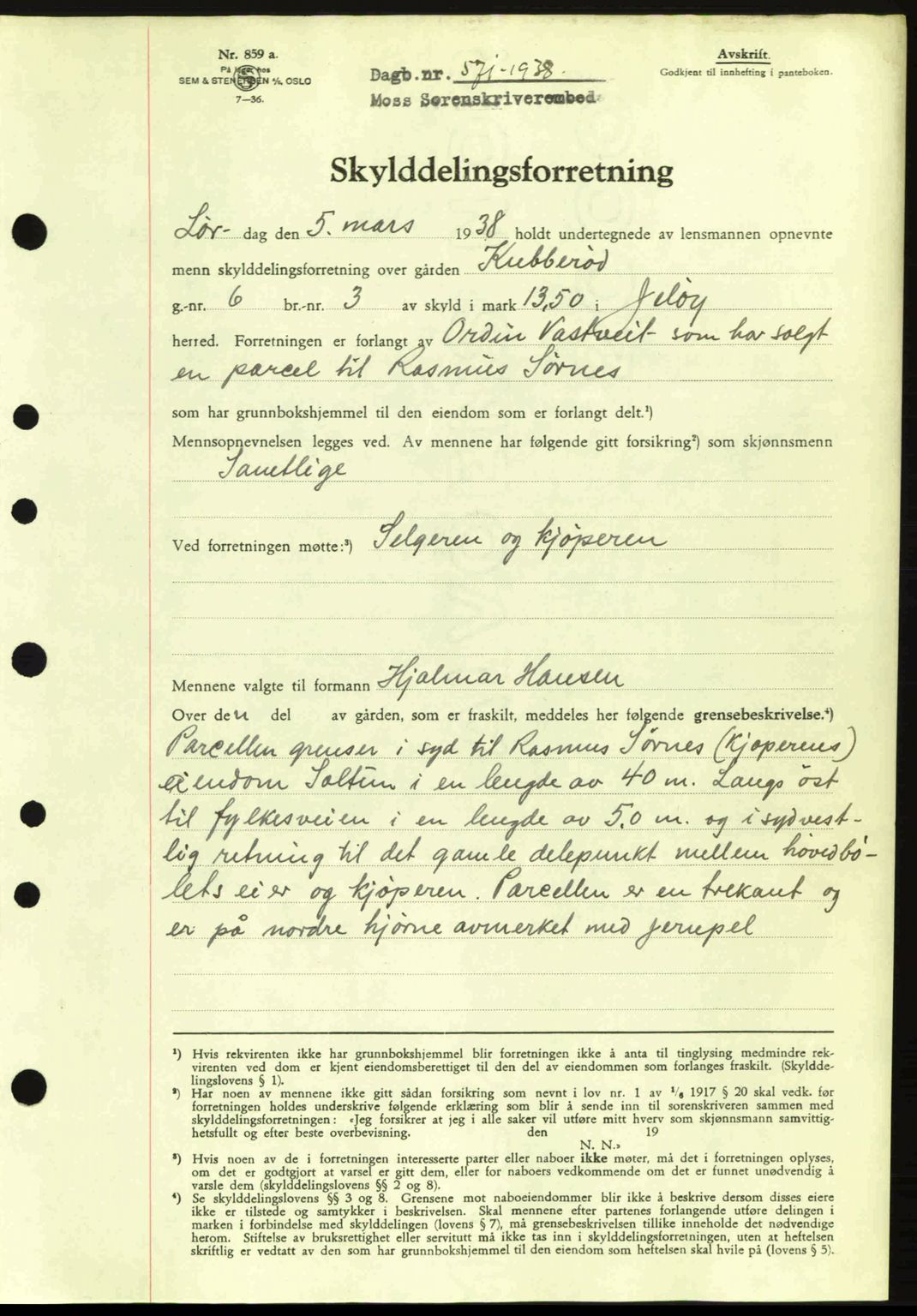 Moss sorenskriveri, SAO/A-10168: Pantebok nr. A4, 1938-1938, Dagboknr: 571/1938