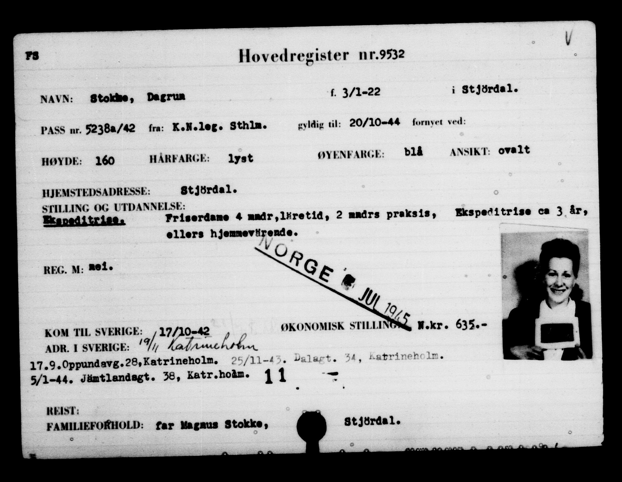 Utenriksstasjonene, Legasjonen i Stockholm, Flyktningkontoret, AV/RA-S-6753/V/Va/L0006: Kjesäterkartoteket, flyktninger med registreringsnr. 9400-12711, 1940-1945, s. 141