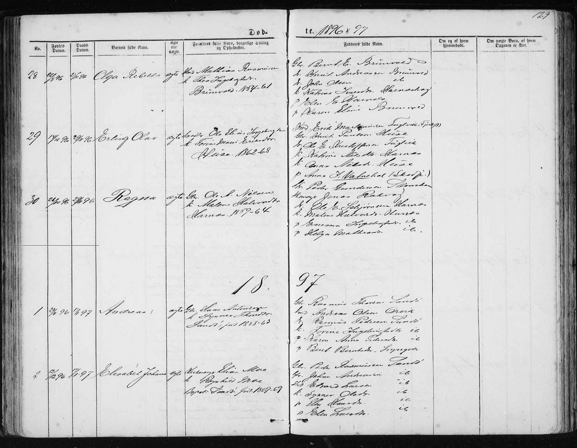 Ministerialprotokoller, klokkerbøker og fødselsregistre - Møre og Romsdal, SAT/A-1454/561/L0732: Klokkerbok nr. 561C02, 1867-1900, s. 129