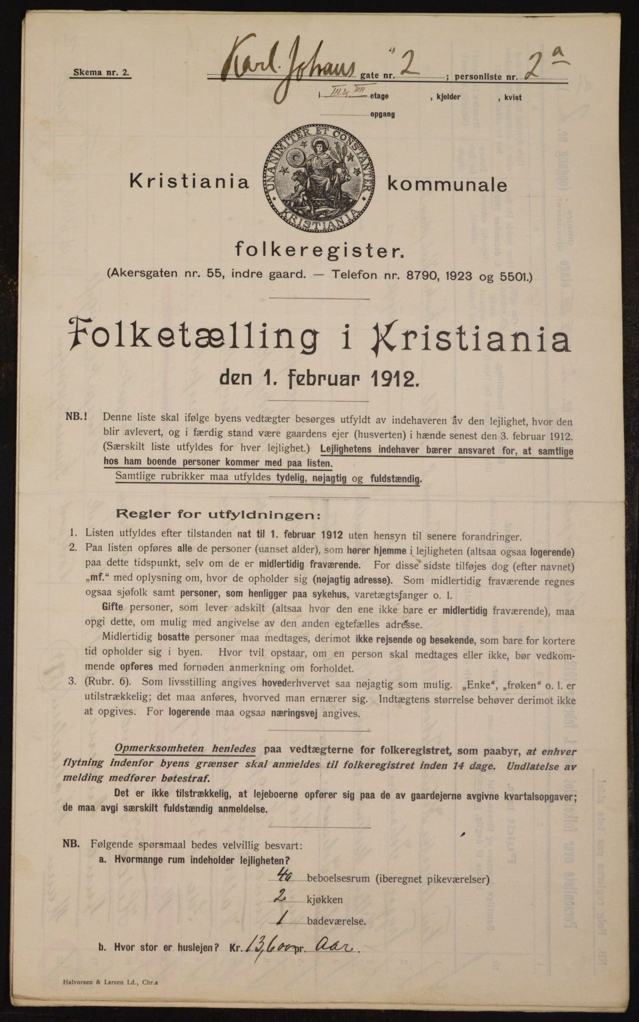 OBA, Kommunal folketelling 1.2.1912 for Kristiania, 1912, s. 48992