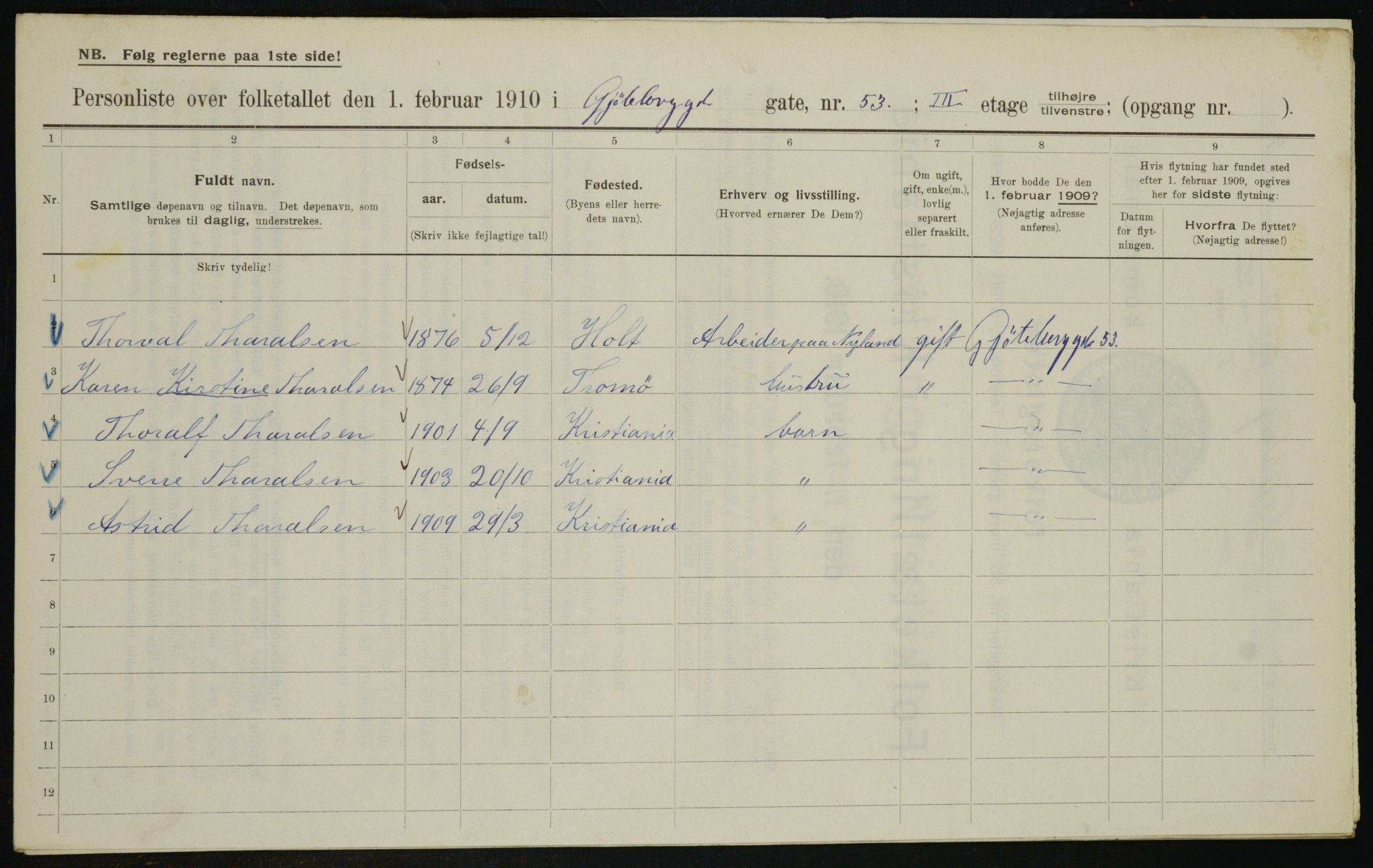 OBA, Kommunal folketelling 1.2.1910 for Kristiania, 1910, s. 31891