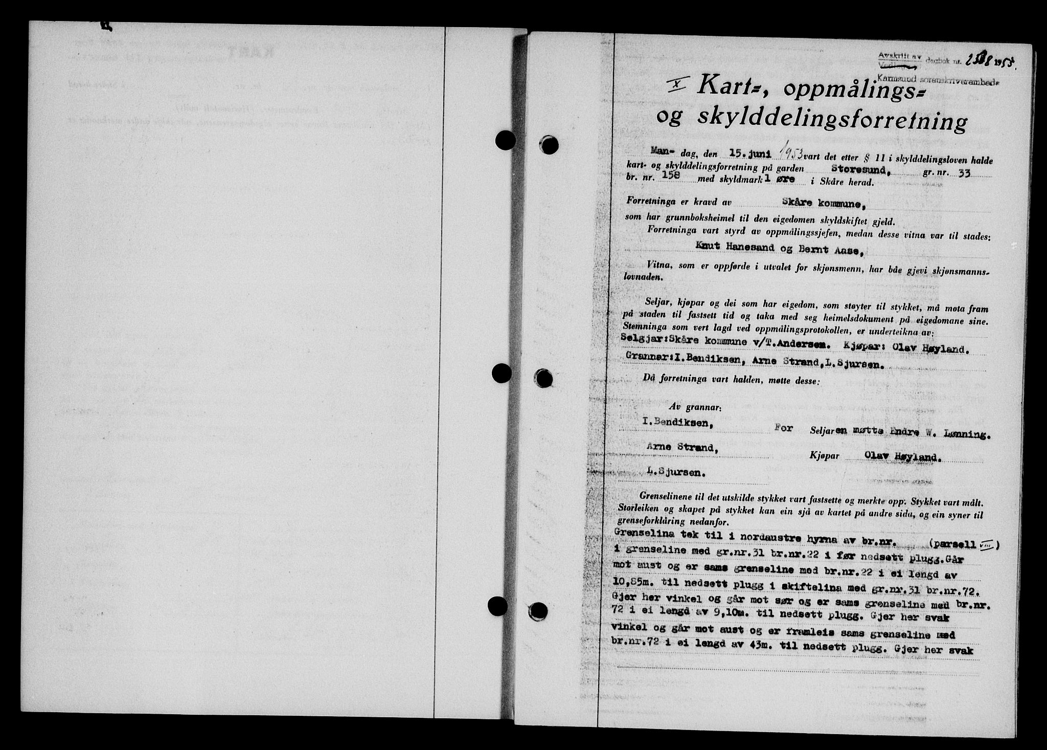 Karmsund sorenskriveri, SAST/A-100311/01/II/IIB/L0109: Pantebok nr. 89A, 1953-1953, Dagboknr: 2308/1953