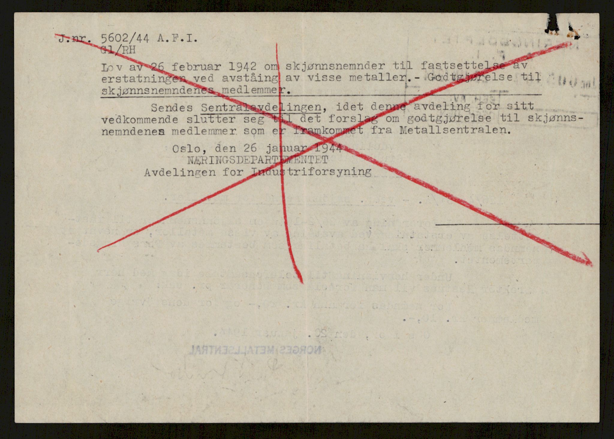 Direktoratet for industriforsyning, Sekretariatet, RA/S-4153/D/Df/L0055: 9. Metallkontoret, 1940-1945, s. 1528