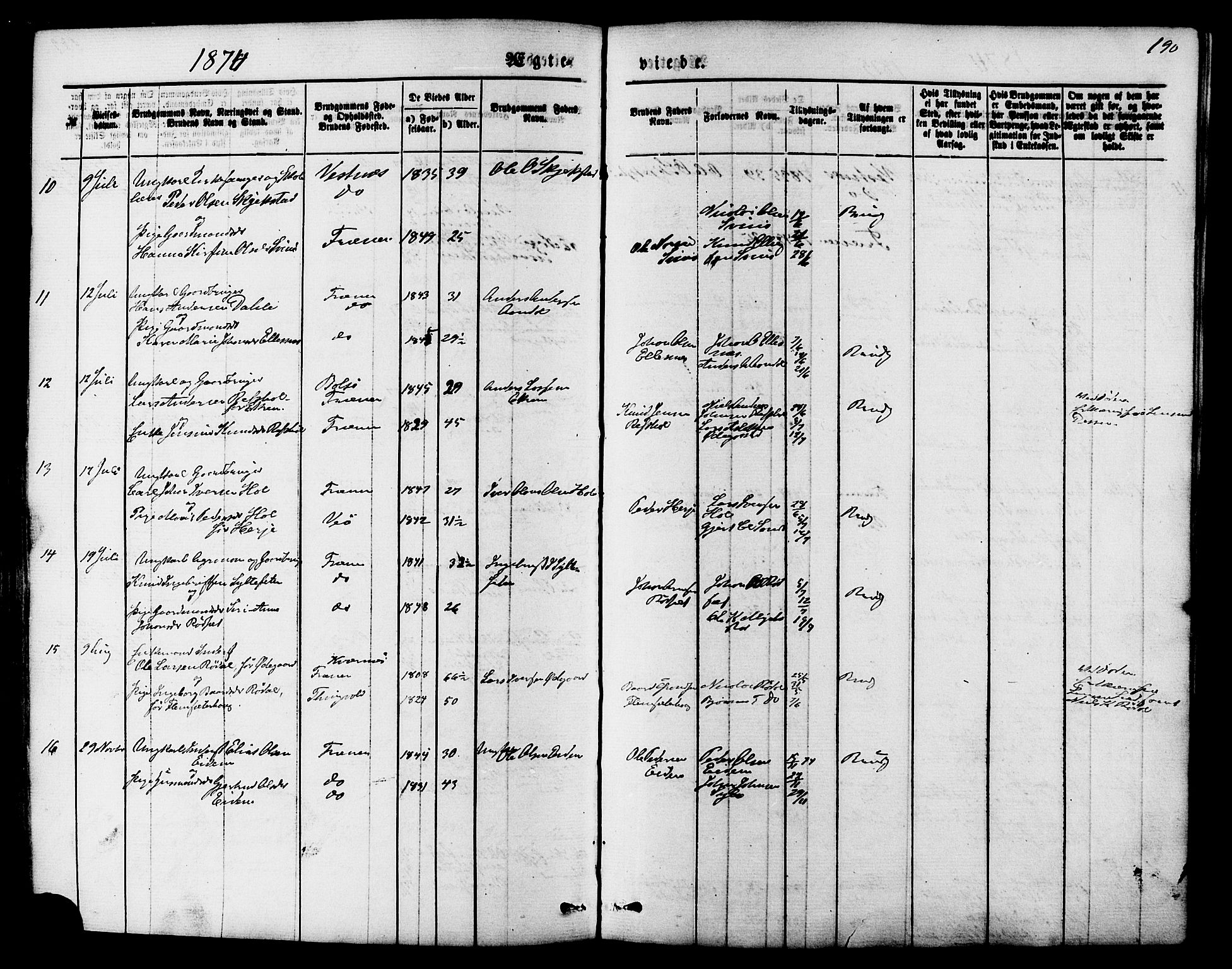 Ministerialprotokoller, klokkerbøker og fødselsregistre - Møre og Romsdal, AV/SAT-A-1454/565/L0749: Ministerialbok nr. 565A03, 1871-1886, s. 190