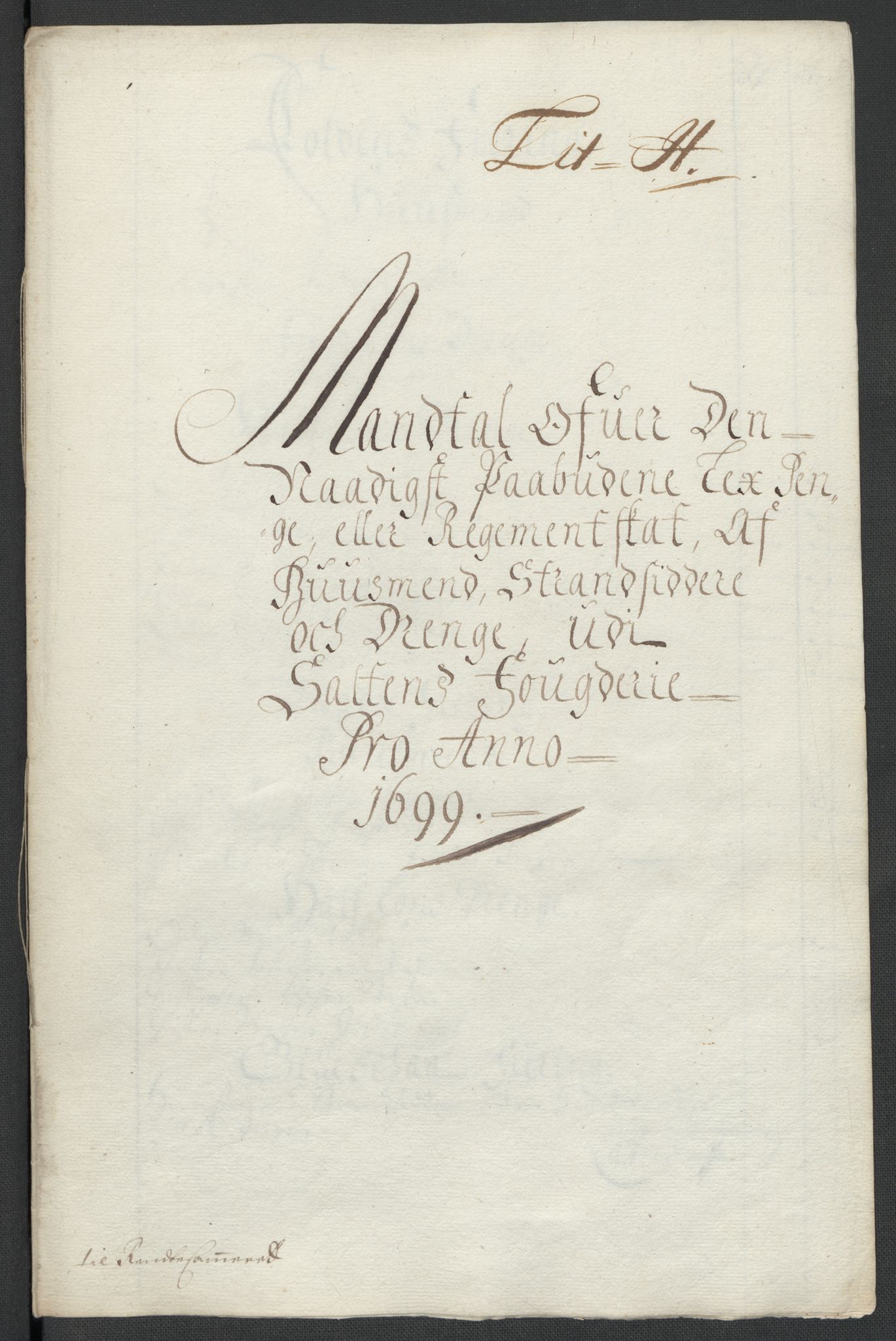 Rentekammeret inntil 1814, Reviderte regnskaper, Fogderegnskap, RA/EA-4092/R66/L4579: Fogderegnskap Salten, 1697-1700, s. 281