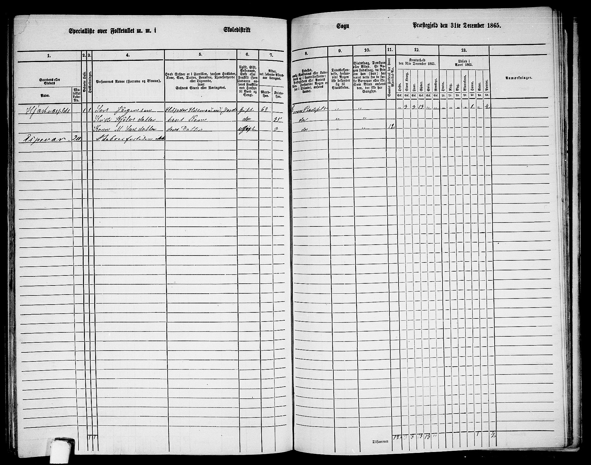 RA, Folketelling 1865 for 1218P Finnås prestegjeld, 1865, s. 178