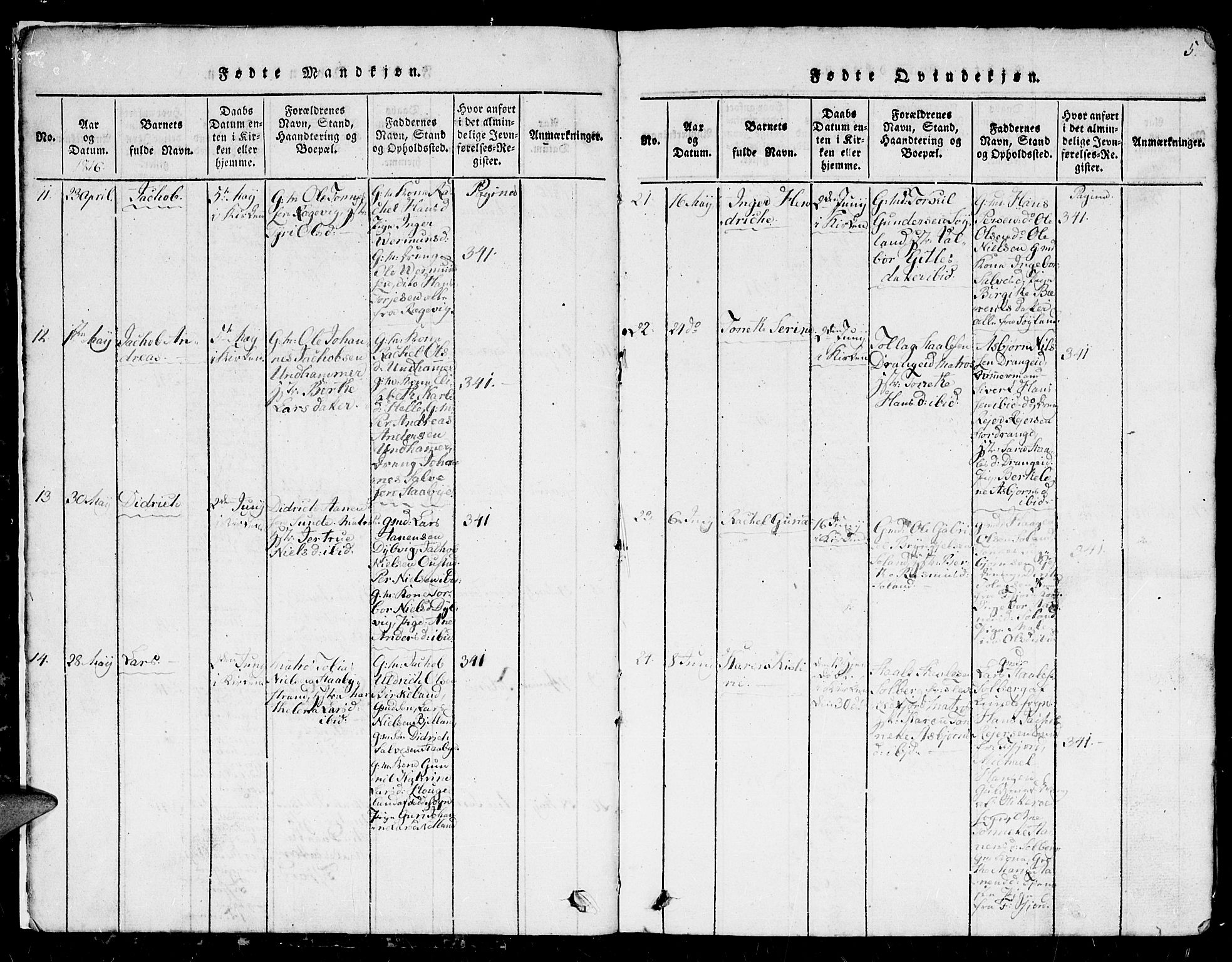 Flekkefjord sokneprestkontor, AV/SAK-1111-0012/F/Fb/Fbc/L0003: Klokkerbok nr. B 3, 1815-1826, s. 5
