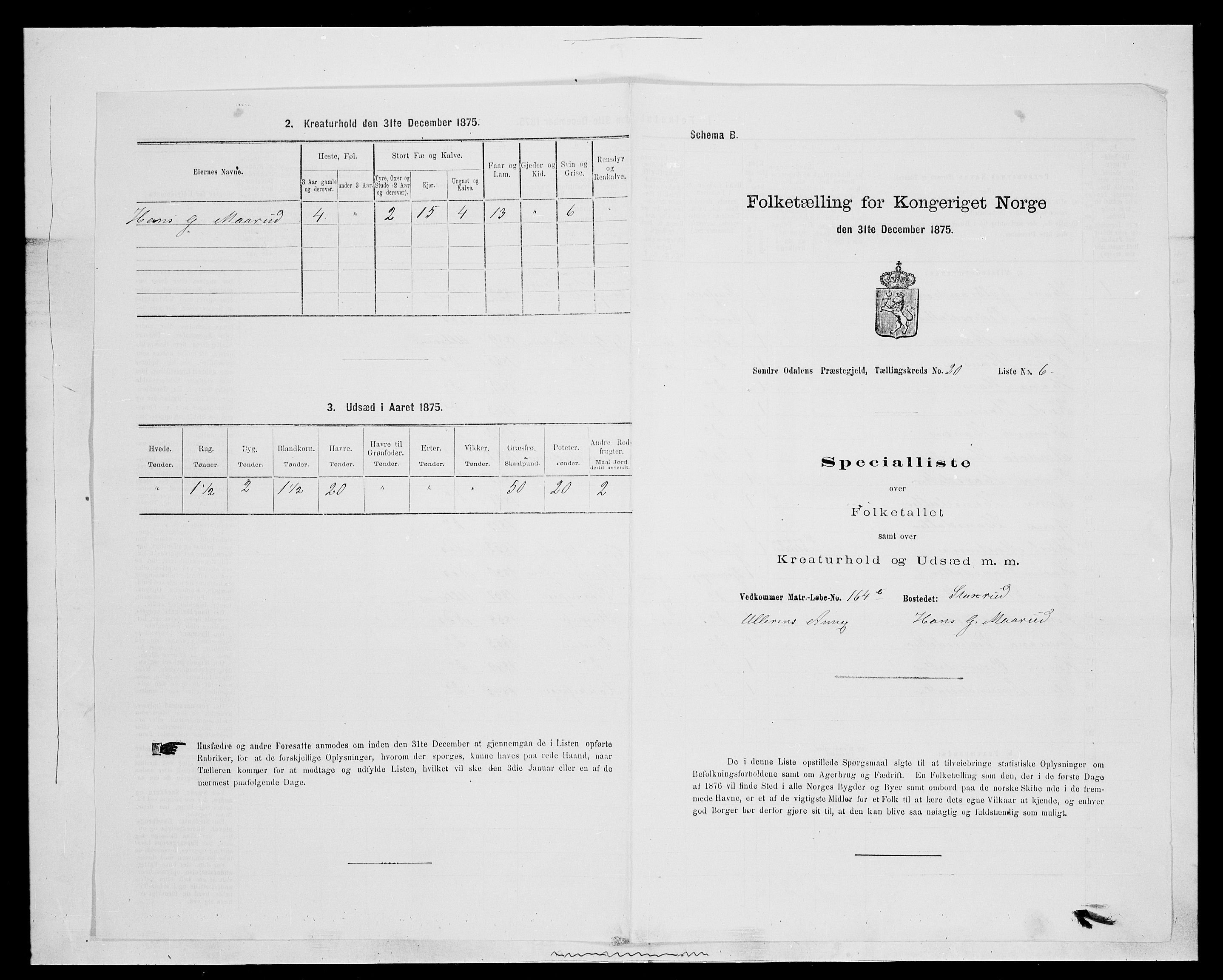 SAH, Folketelling 1875 for 0419P Sør-Odal prestegjeld, 1875, s. 1656