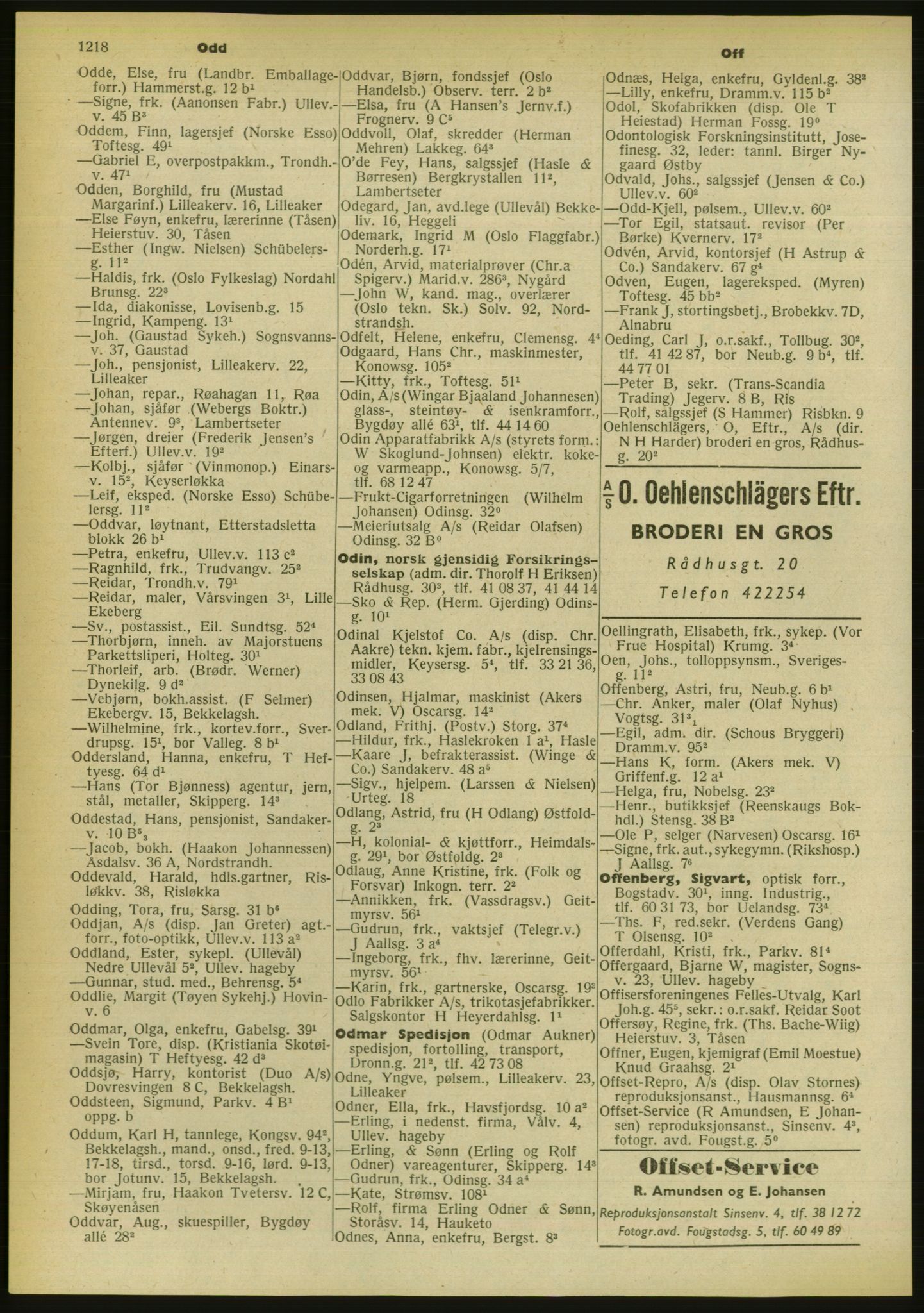 Kristiania/Oslo adressebok, PUBL/-, 1956-1957, s. 1218