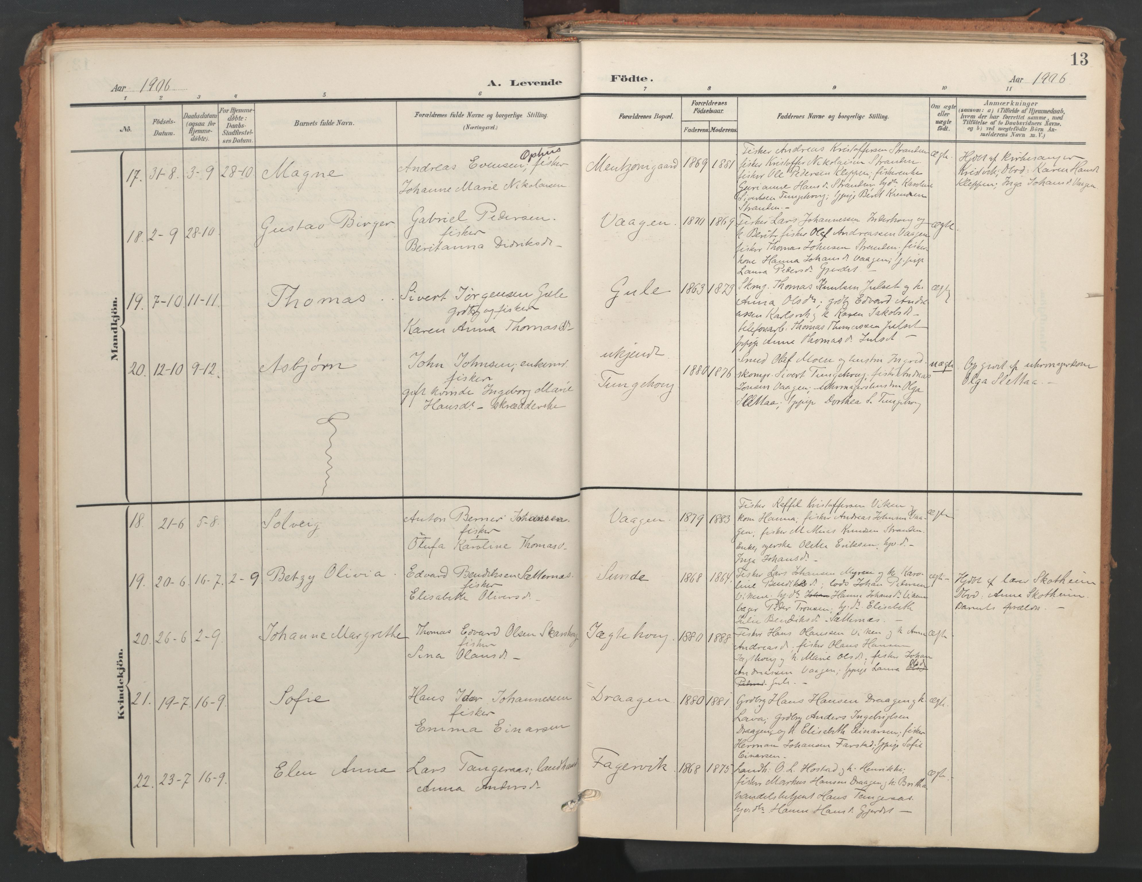 Ministerialprotokoller, klokkerbøker og fødselsregistre - Møre og Romsdal, AV/SAT-A-1454/566/L0771: Ministerialbok nr. 566A10, 1904-1929, s. 13