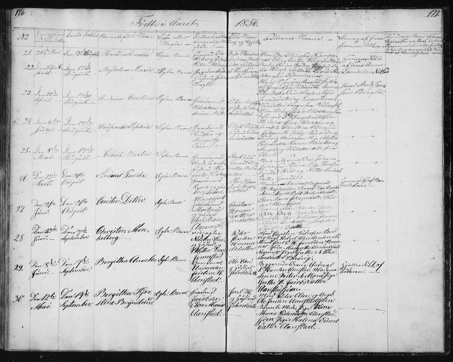 Ministerialprotokoller, klokkerbøker og fødselsregistre - Nordland, AV/SAT-A-1459/895/L1379: Klokkerbok nr. 895C01, 1842-1858, s. 176-177