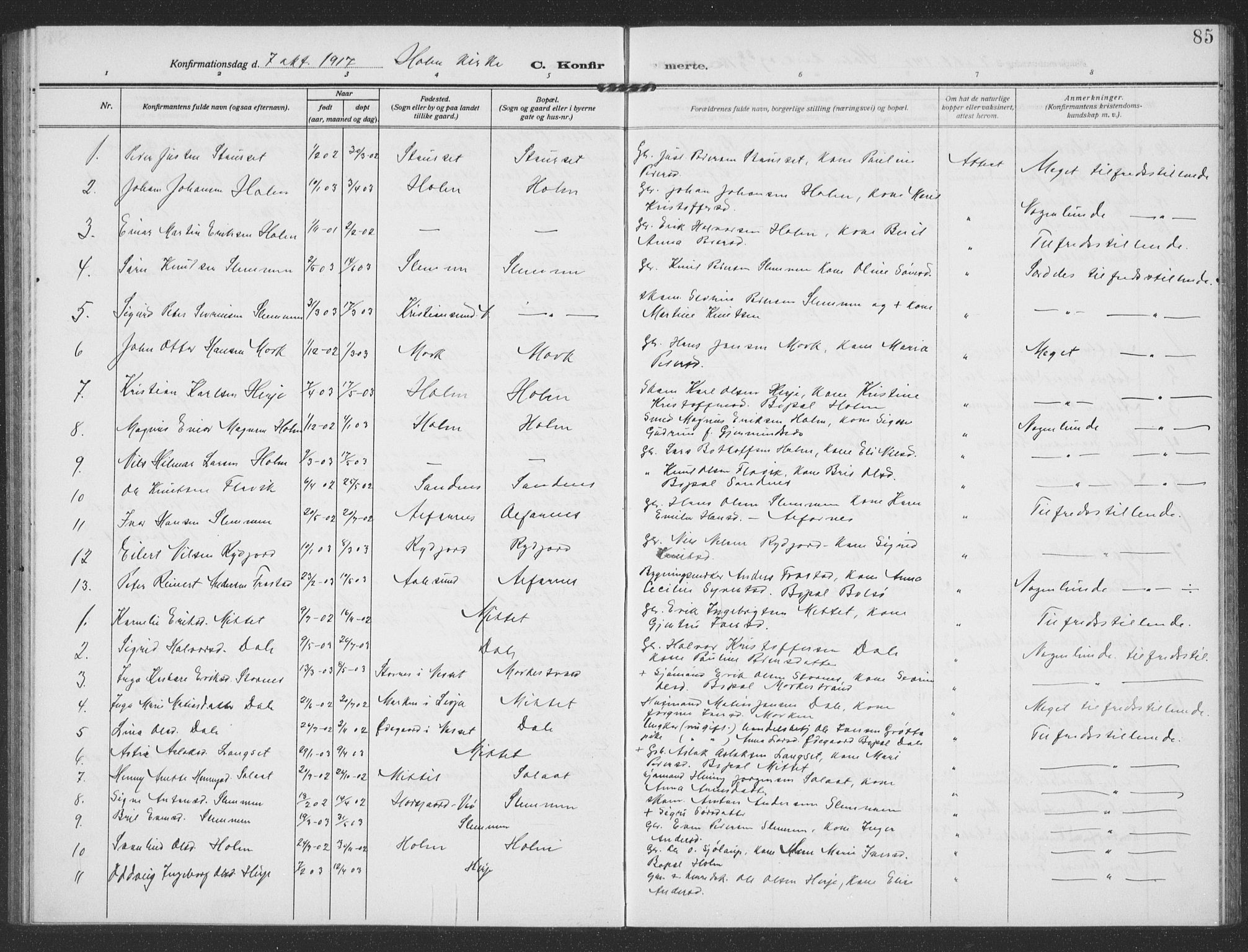 Ministerialprotokoller, klokkerbøker og fødselsregistre - Møre og Romsdal, AV/SAT-A-1454/549/L0615: Klokkerbok nr. 549C01, 1905-1932, s. 85