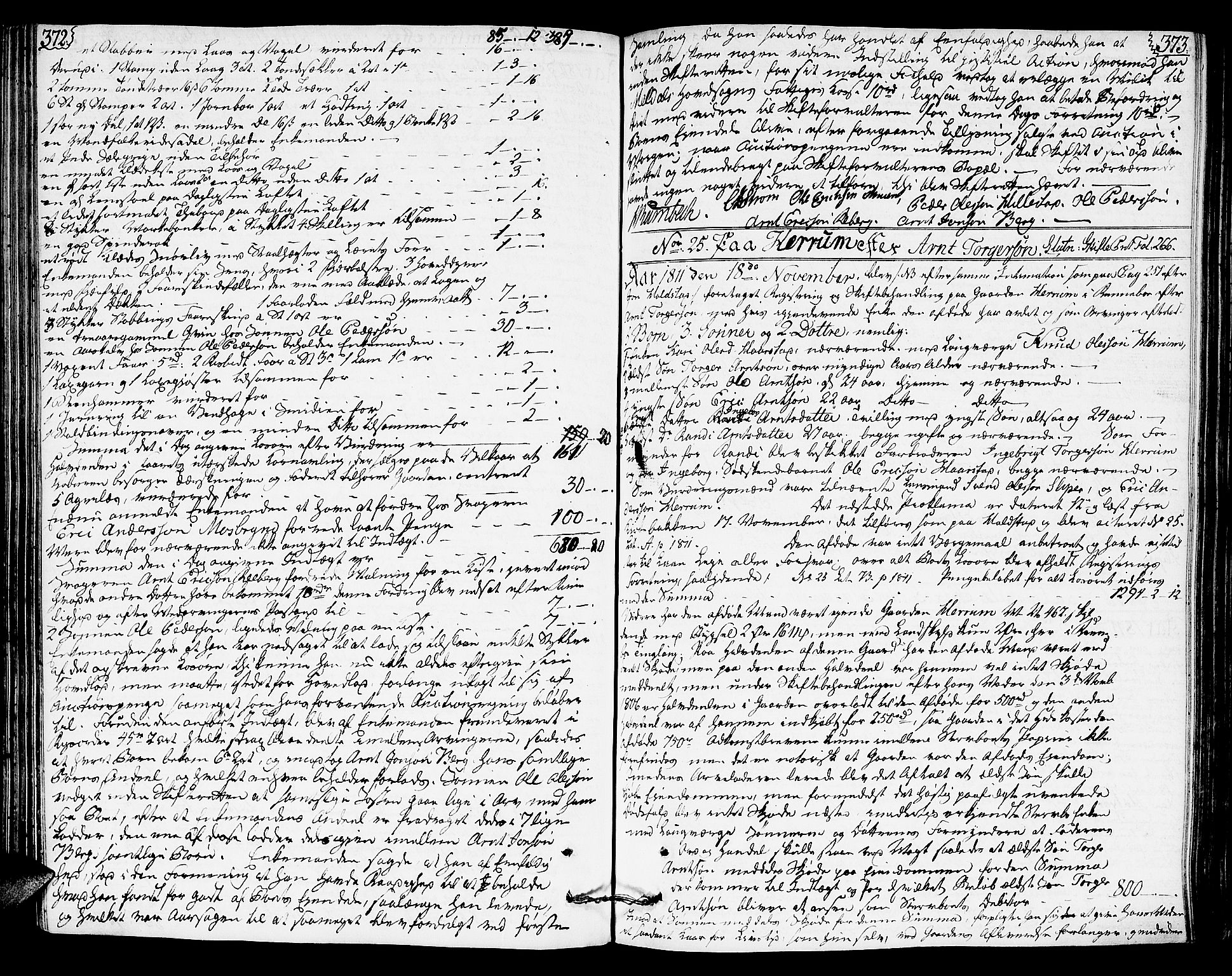 Orkdal sorenskriveri, AV/SAT-A-4169/1/3/3B/L0001: Skiftebehandlingsprotokoll, 1806-1823, s. 372-373
