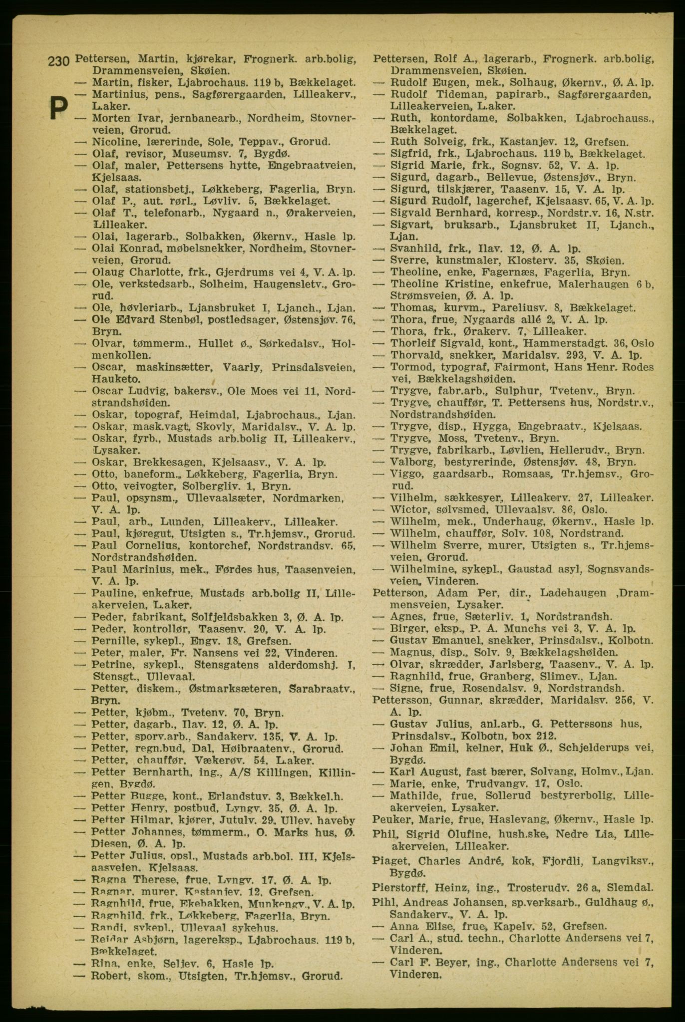 Aker adressebok/adressekalender, PUBL/001/A/004: Aker adressebok, 1929, s. 230