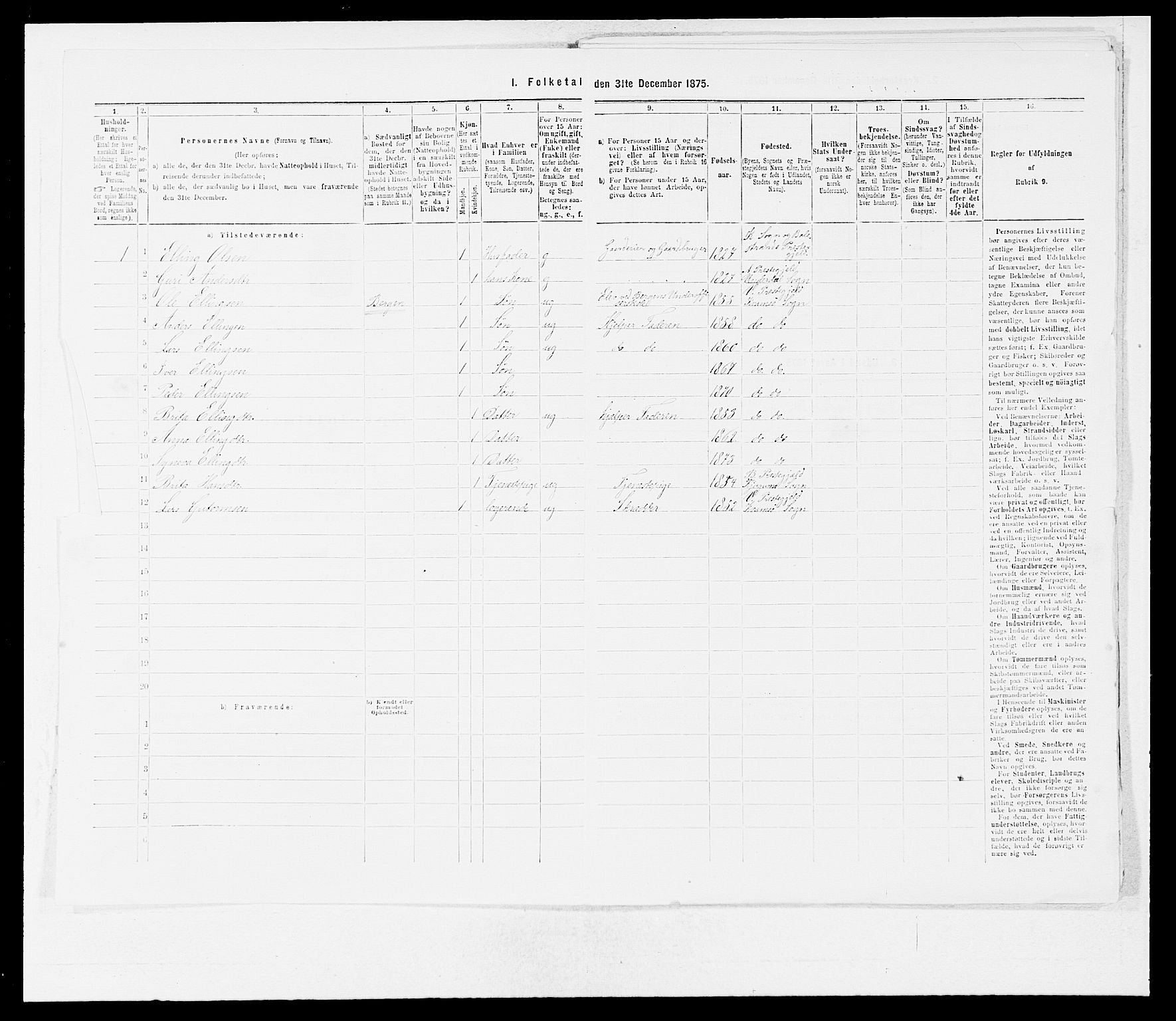 SAB, Folketelling 1875 for 1417P Vik prestegjeld, 1875, s. 23