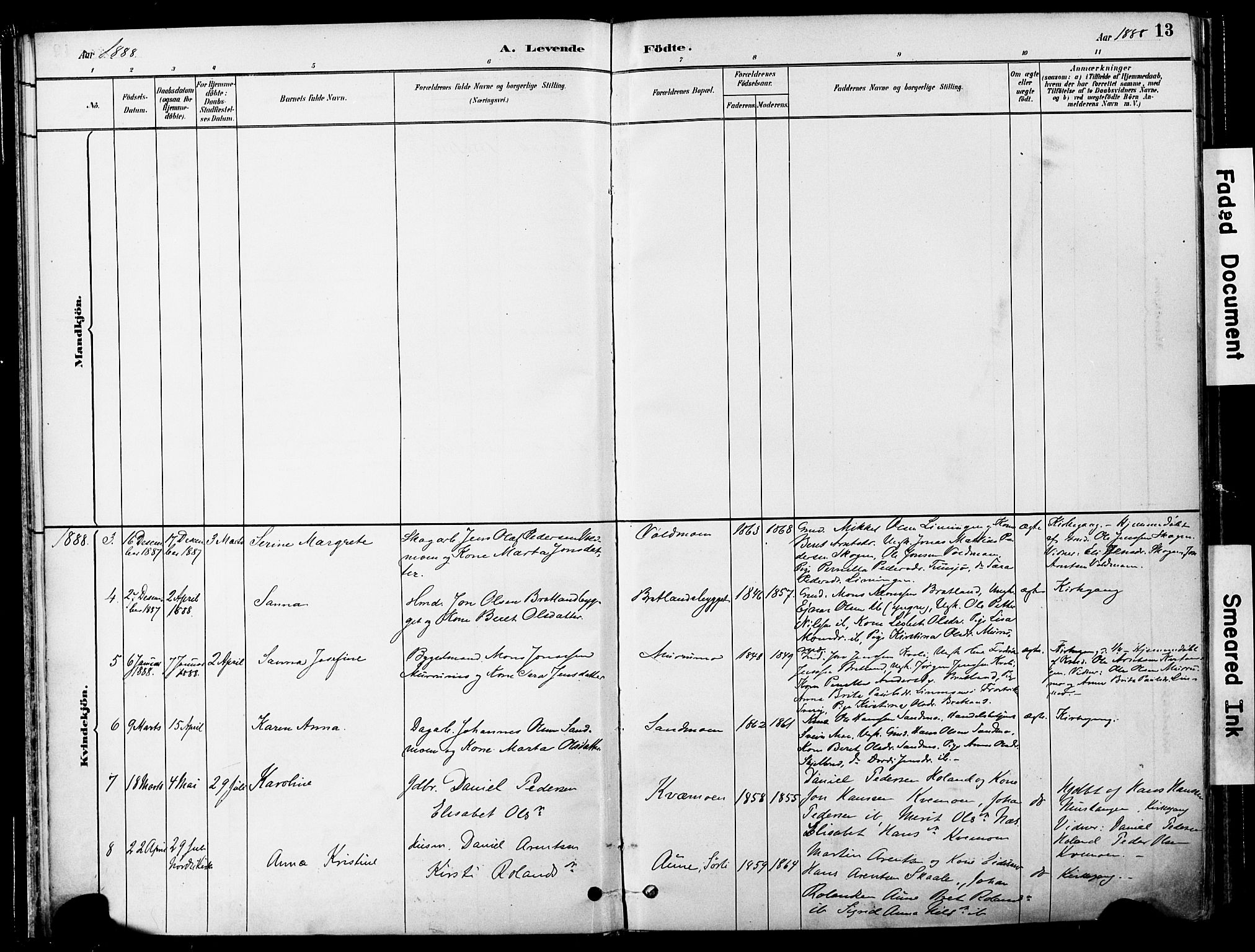 Ministerialprotokoller, klokkerbøker og fødselsregistre - Nord-Trøndelag, SAT/A-1458/755/L0494: Ministerialbok nr. 755A03, 1882-1902, s. 13