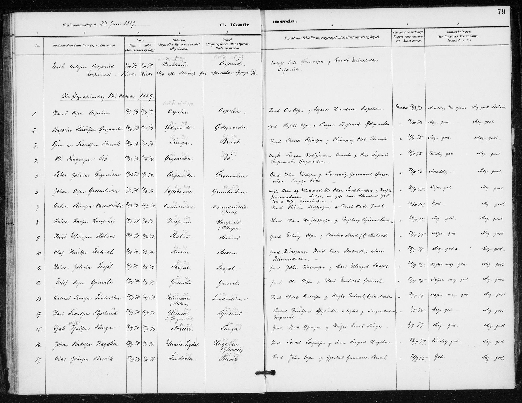 Krødsherad kirkebøker, AV/SAKO-A-19/F/Fa/L0006: Ministerialbok nr. 6, 1889-1899, s. 79