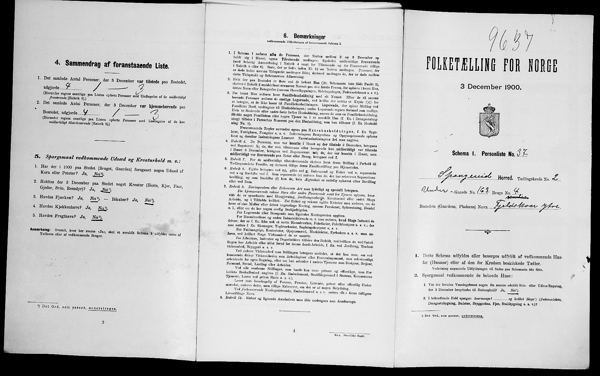 SAK, Folketelling 1900 for 1030 Spangereid herred, 1900, s. 342